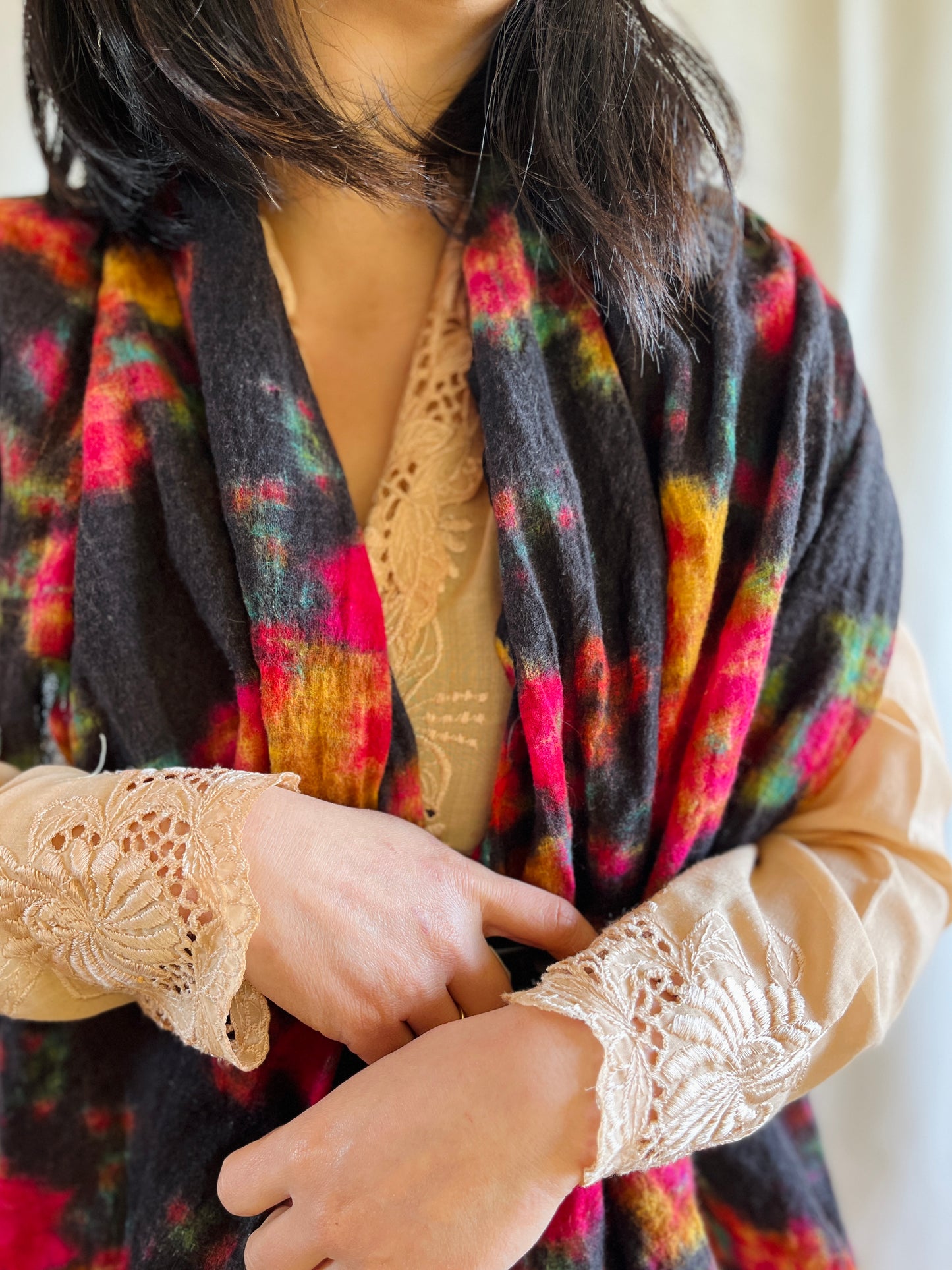 Vintage loose Weaved Wool Shawl Long Rectangular Scarf