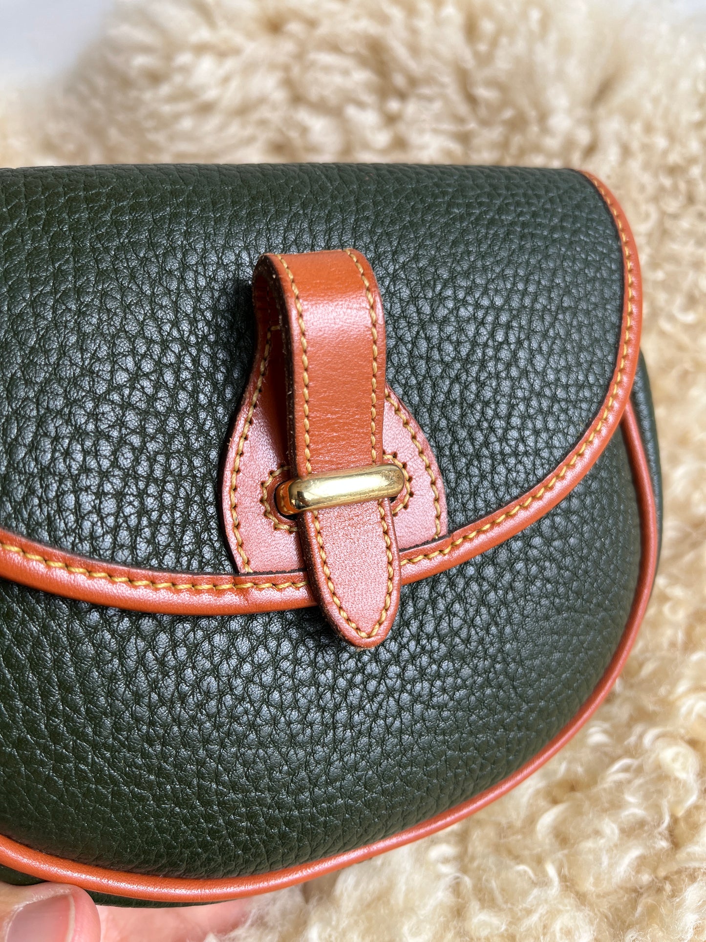 1990s Forest Green British Tan Mini Flap Bag