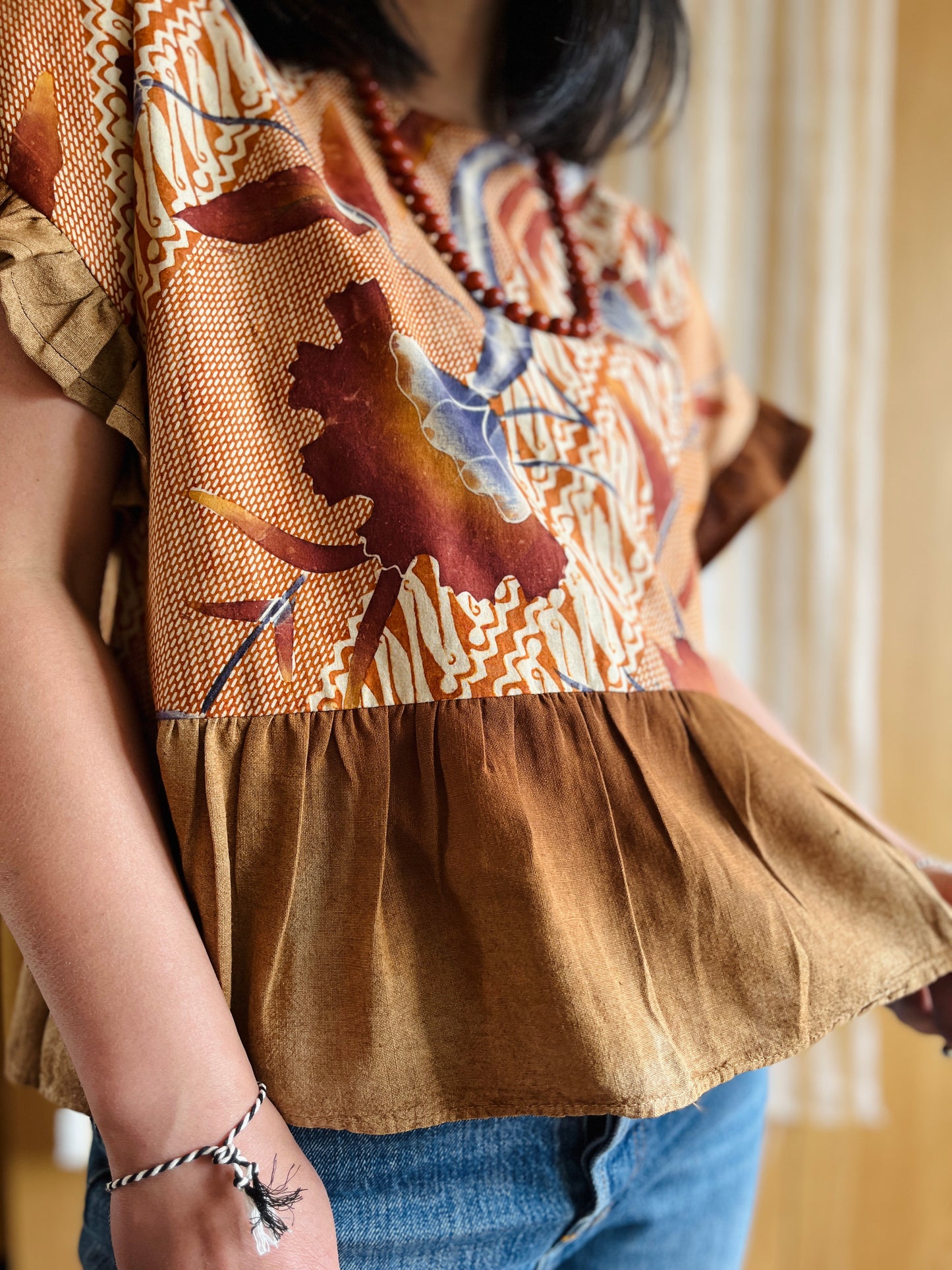 Vintage Batik and berry farmer cheesecloth dolly top