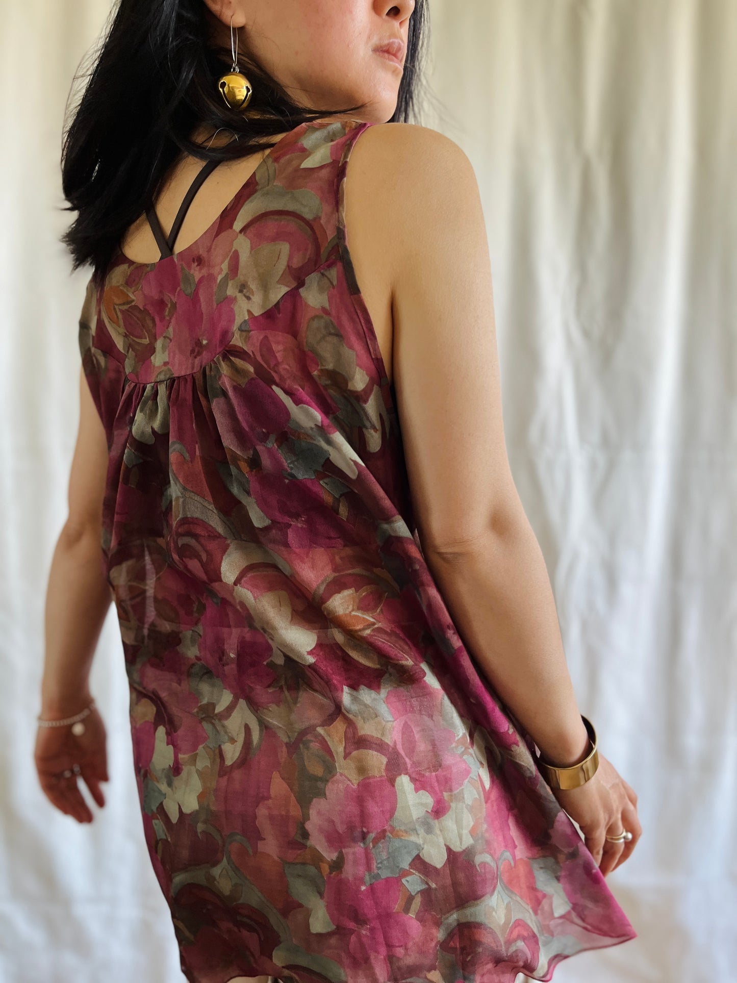 Vintage 90s Romantic floral See through Tank Top