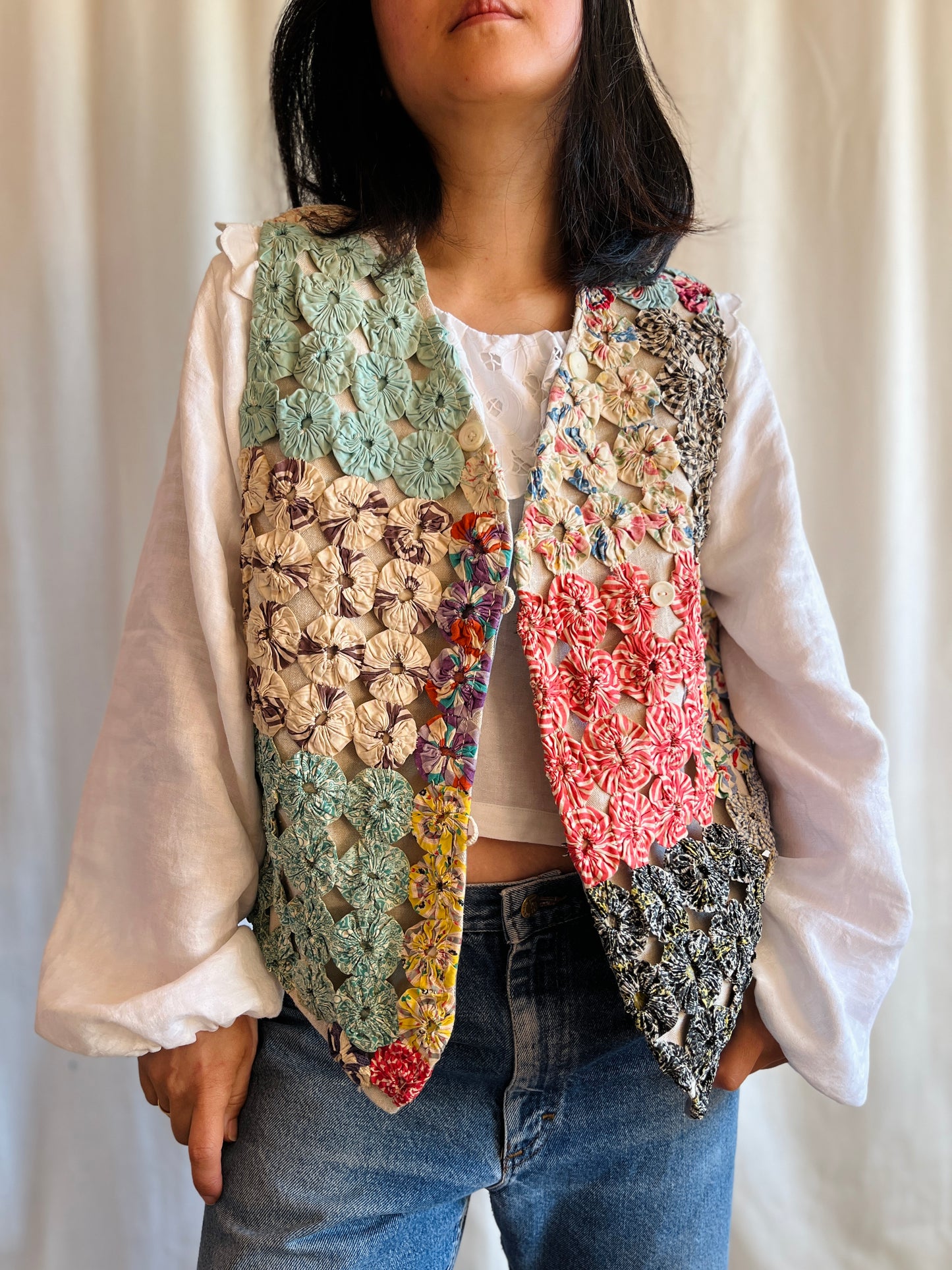 Antique Yo-Yo quilted waistcoat