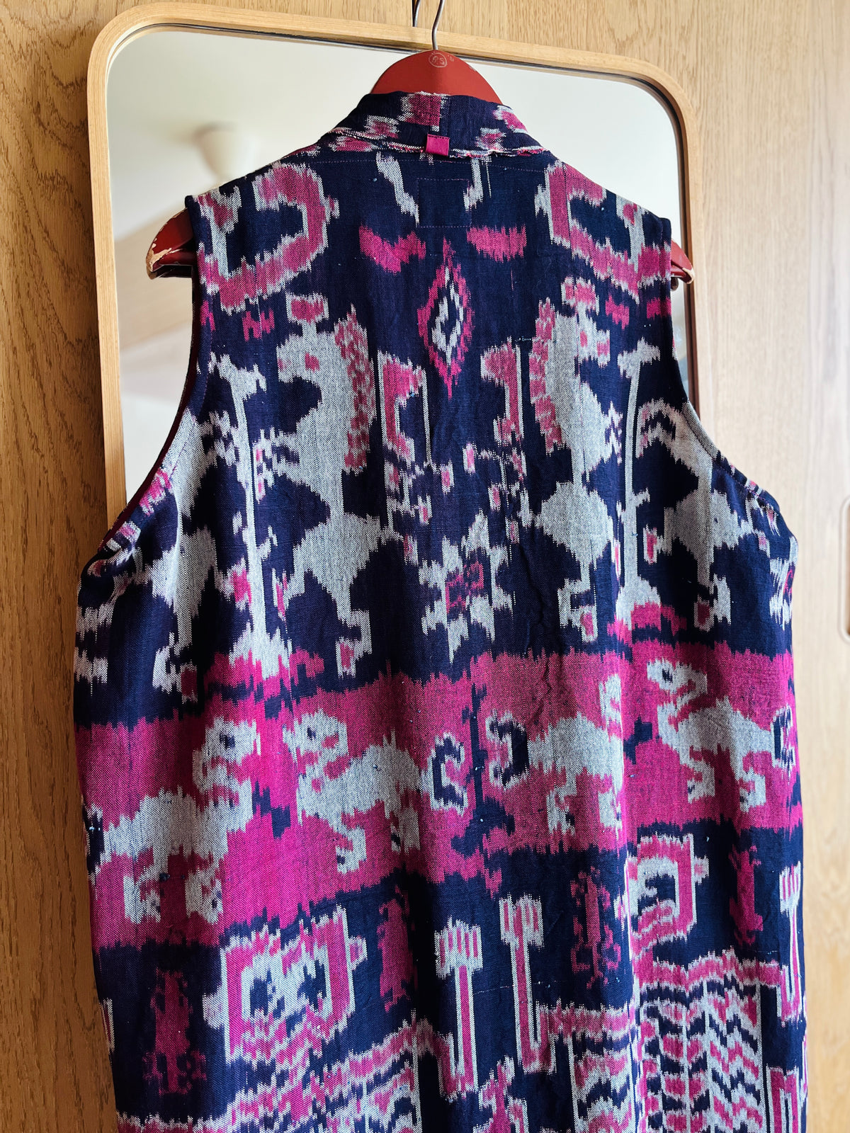 Vintage Ikat textile turns long vest