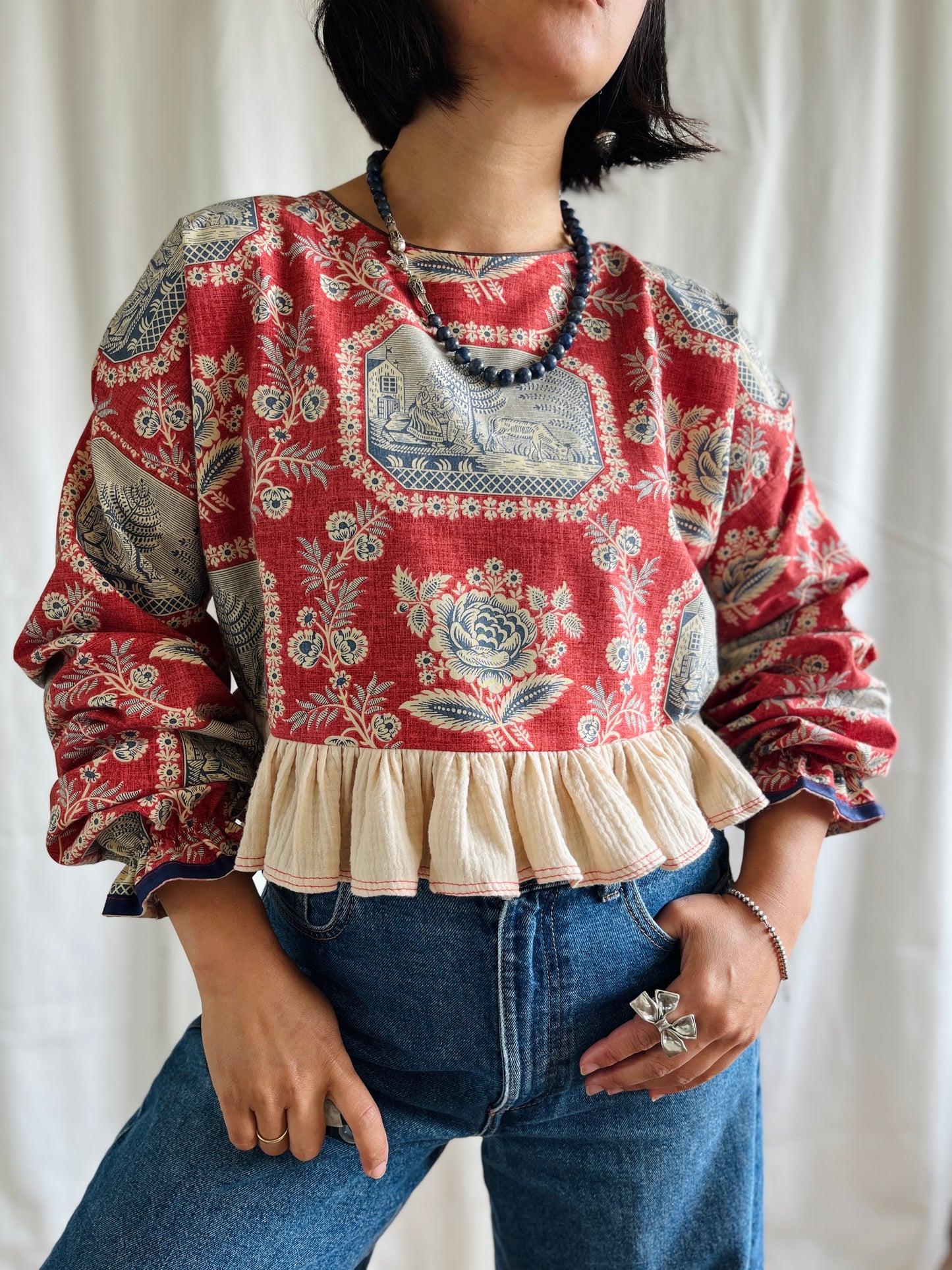 🏵️ Antique French Textile Dolly Top