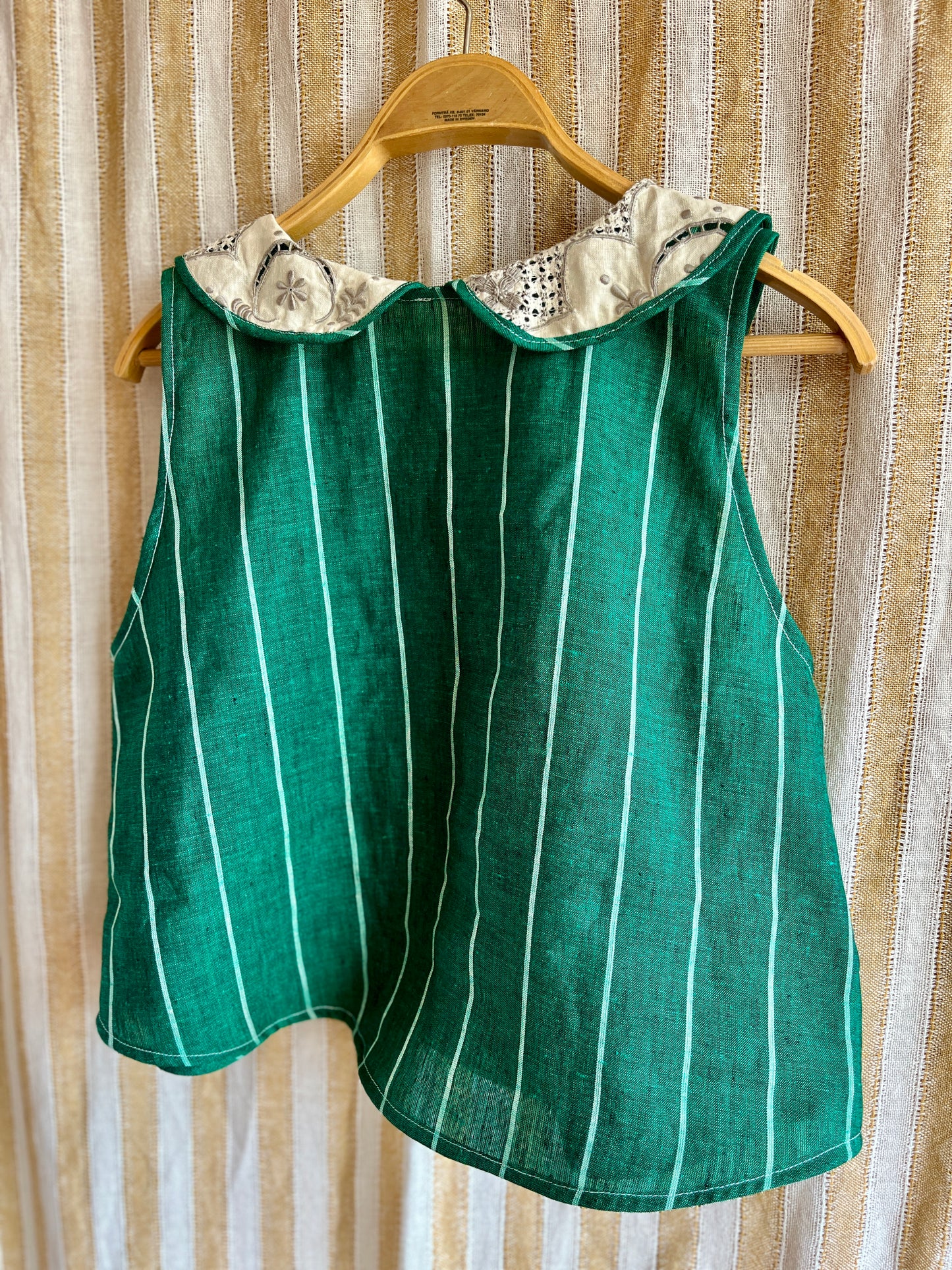 Collar tank top linen green