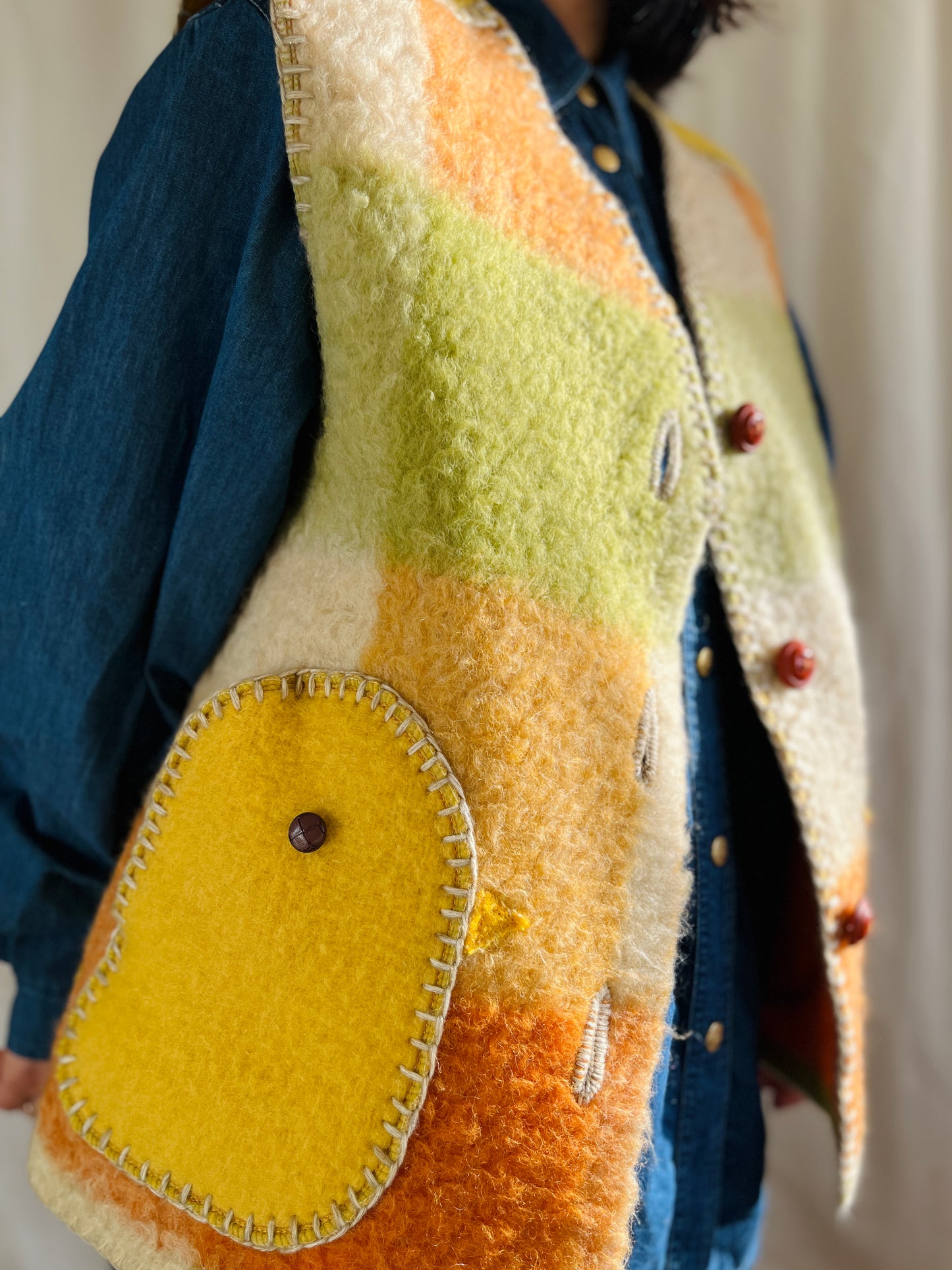 Boiled Wool Blanket turns little chicks oversize gilet