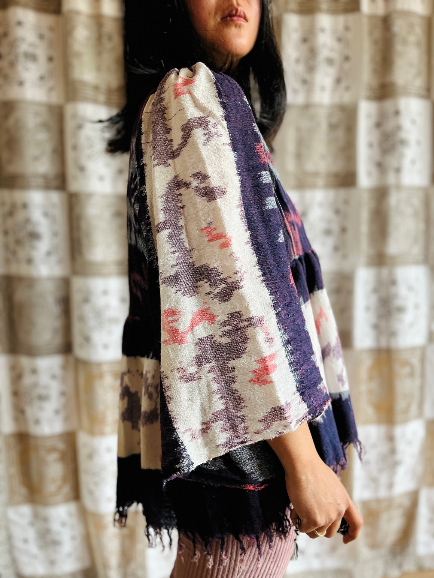 Vintage Batik Goddess Blouse with bracelet sleeves