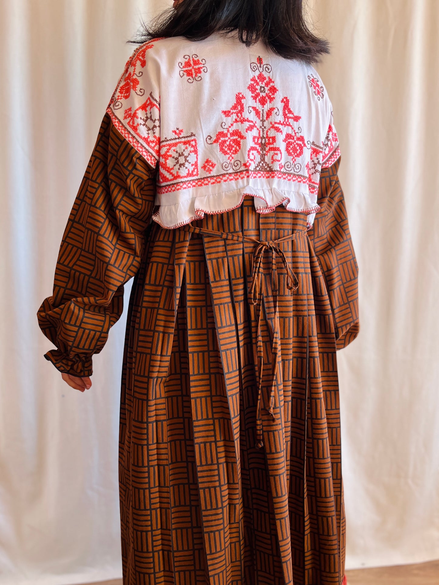 Birdies pleated long dress with ties