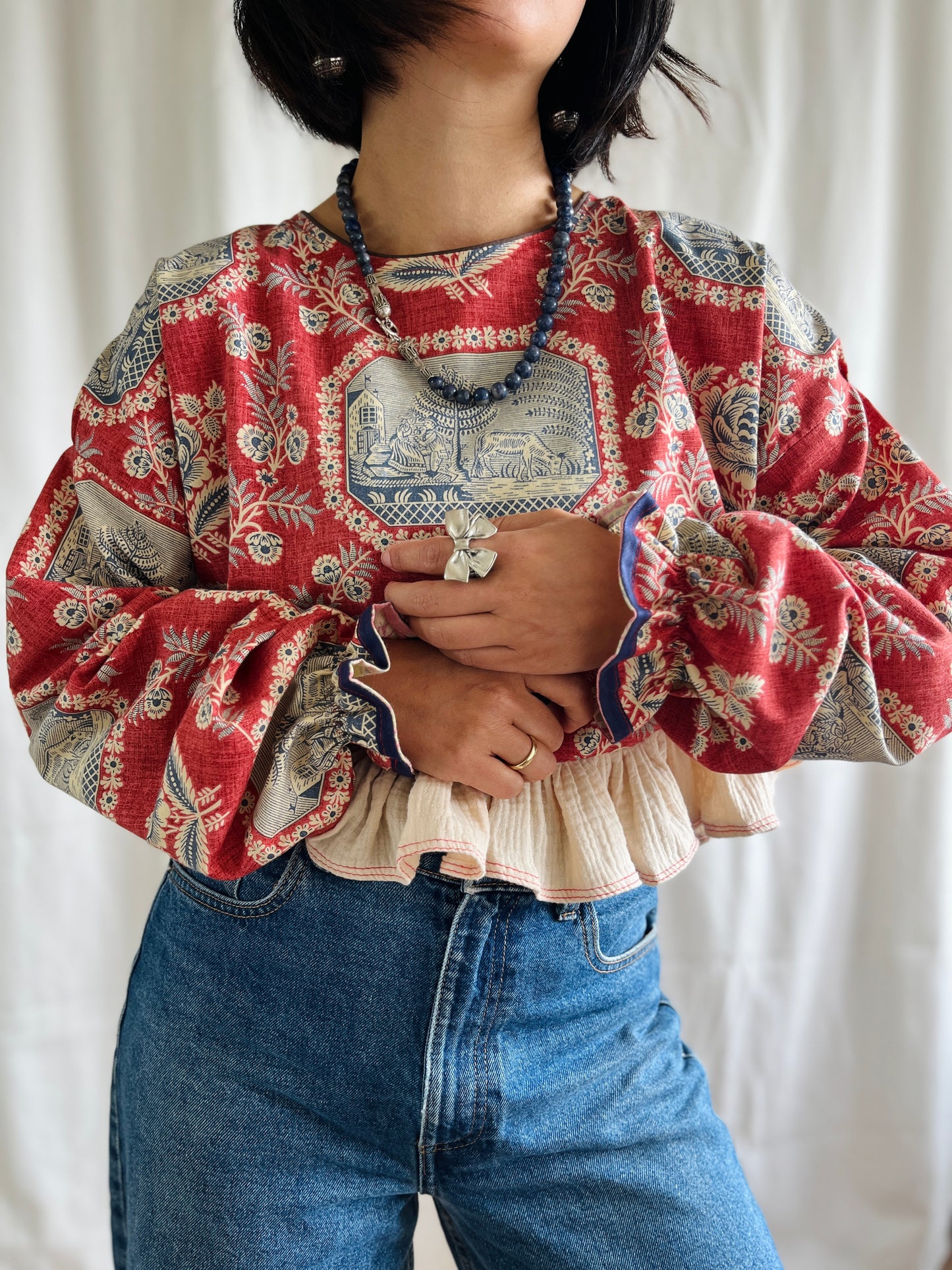 🏵️ Antique French Textile Dolly Top