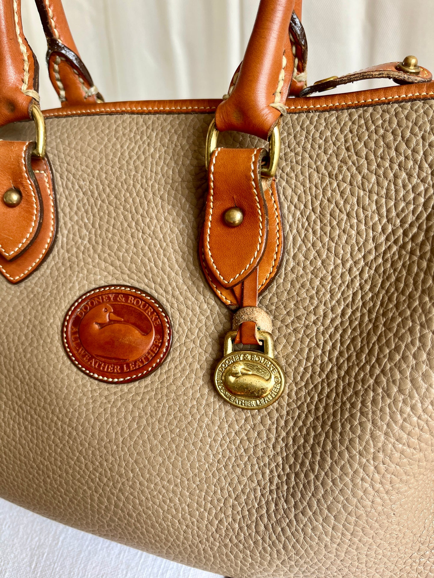 Taupe/British Tan R38 Largest Speedy Doctor's Bag Satchel with Strap