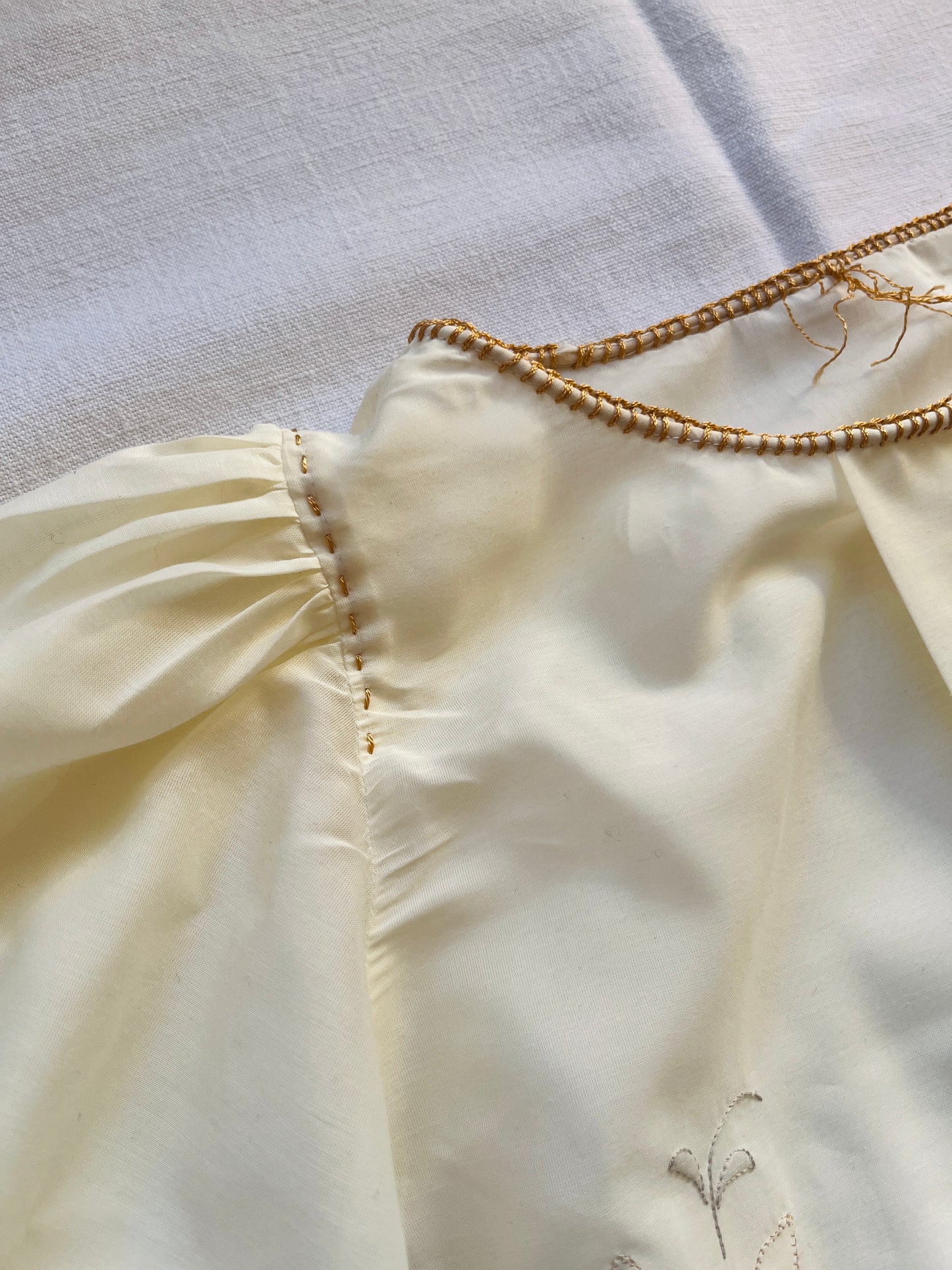 Repurpose See through Appliqué tablecloth turns Dolly Blouse