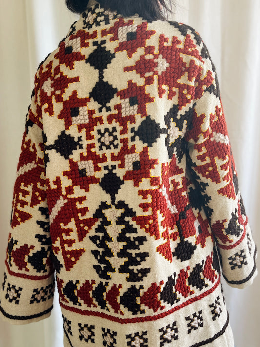 🎴 The witch coat I - Wool and Heavy linen embroidery Kimono