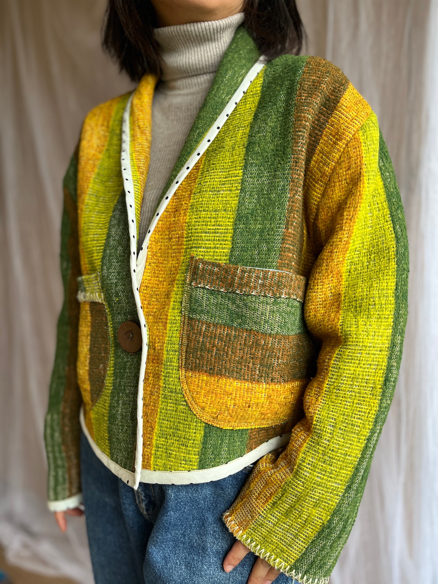 Repurpose vintage roadtrip wool blanket turns Jacket Blazer