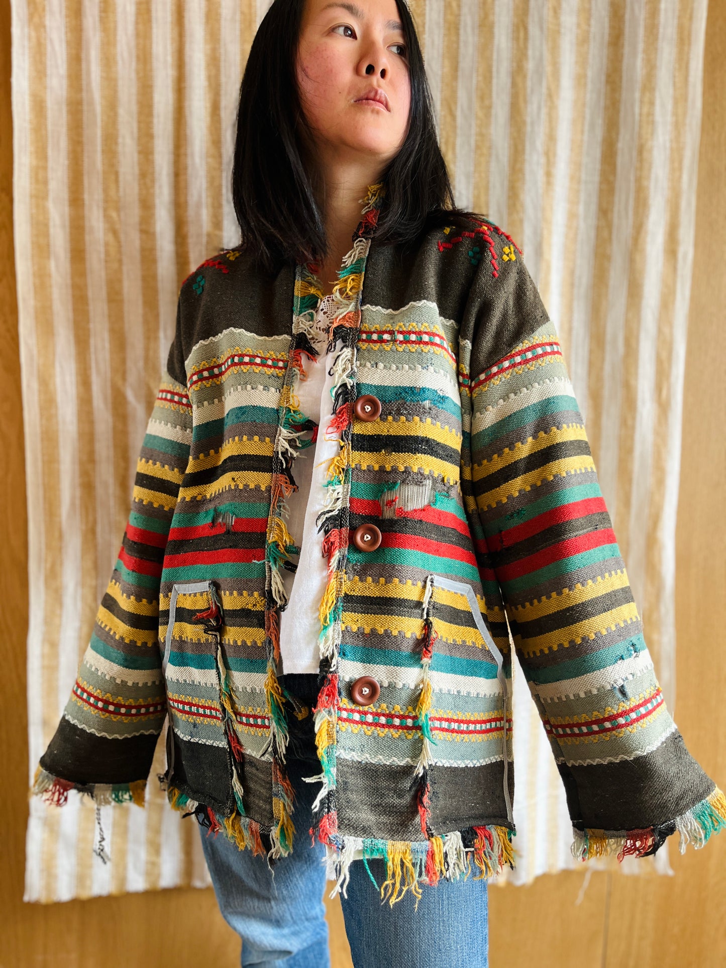 Antique Turkish Kilim Rug turns Jacket