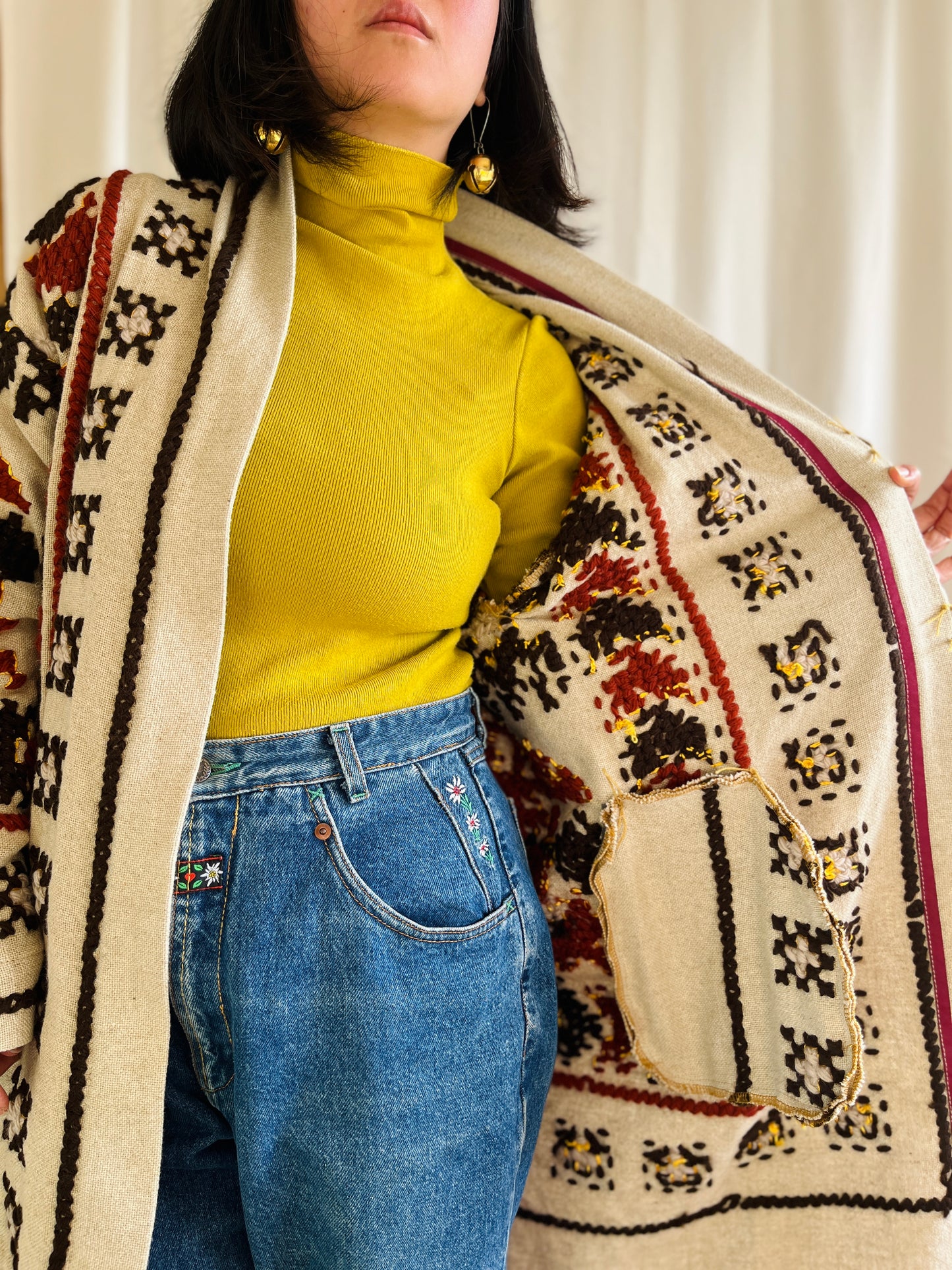 🎴 The witch coat I - Wool and Heavy linen embroidery Kimono