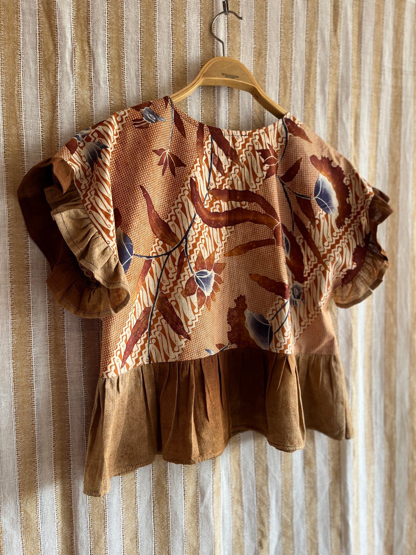 Vintage Batik and berry farmer cheesecloth dolly top