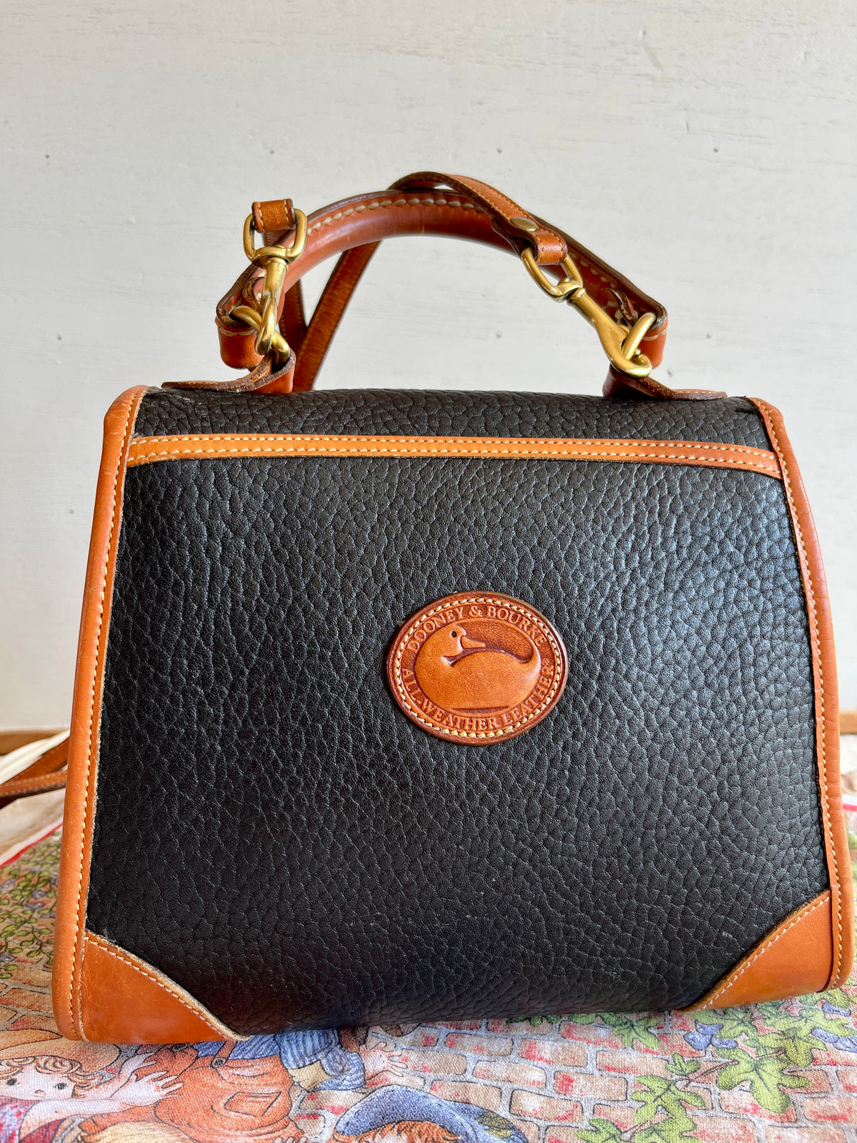 Vintage Dooney & Bourke R47 Carpet Bag Top Handle Satchel