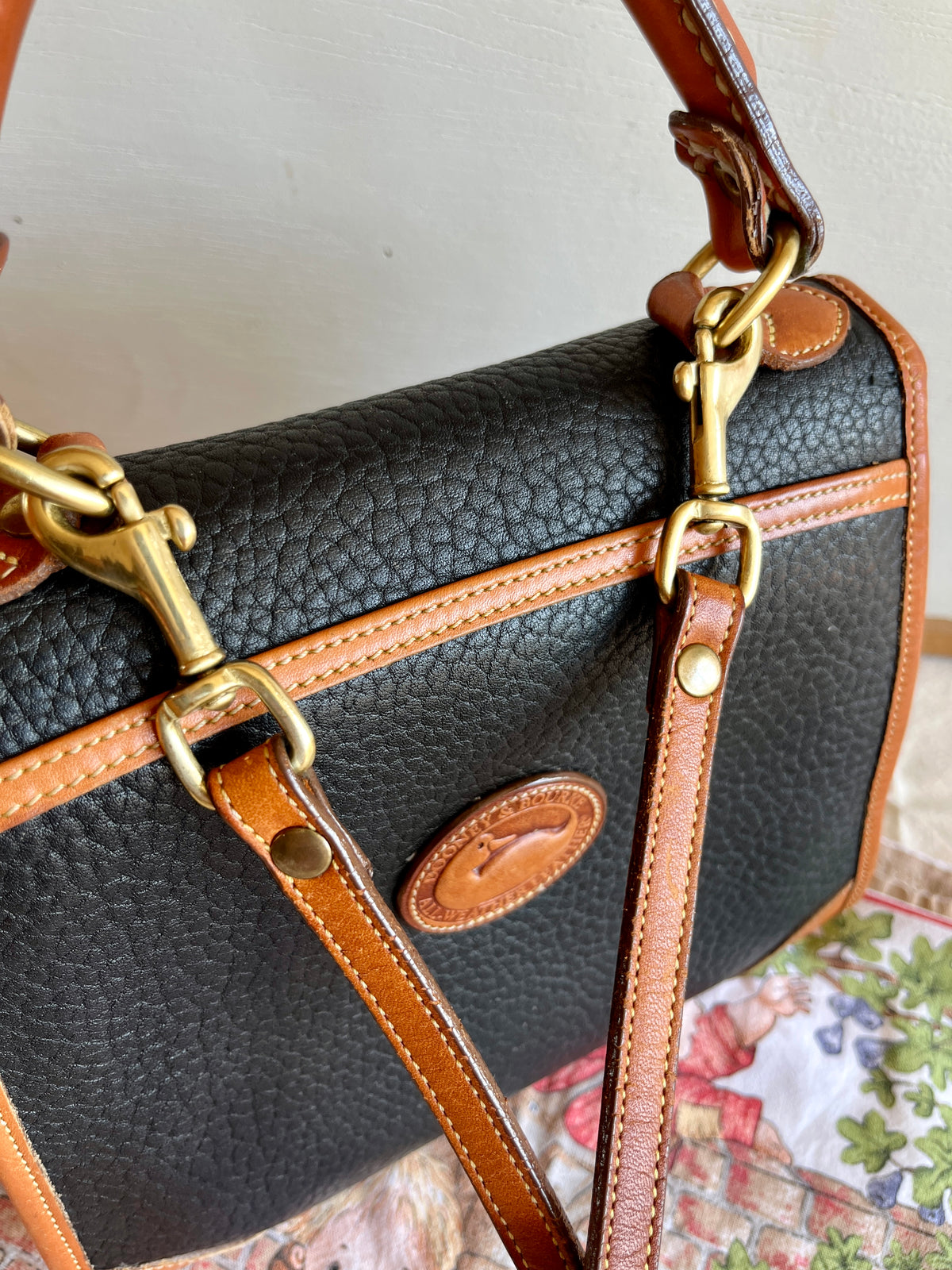 Vintage Dooney & Bourke R47 Carpet Bag Top Handle Satchel