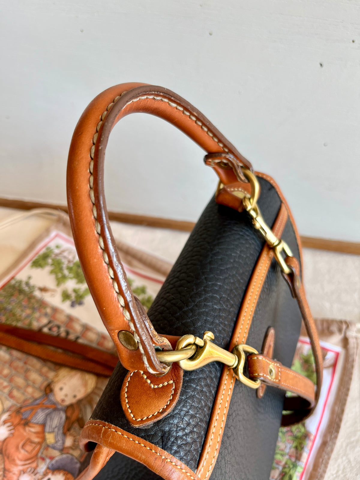 Vintage Dooney & Bourke R47 Carpet Bag Top Handle Satchel
