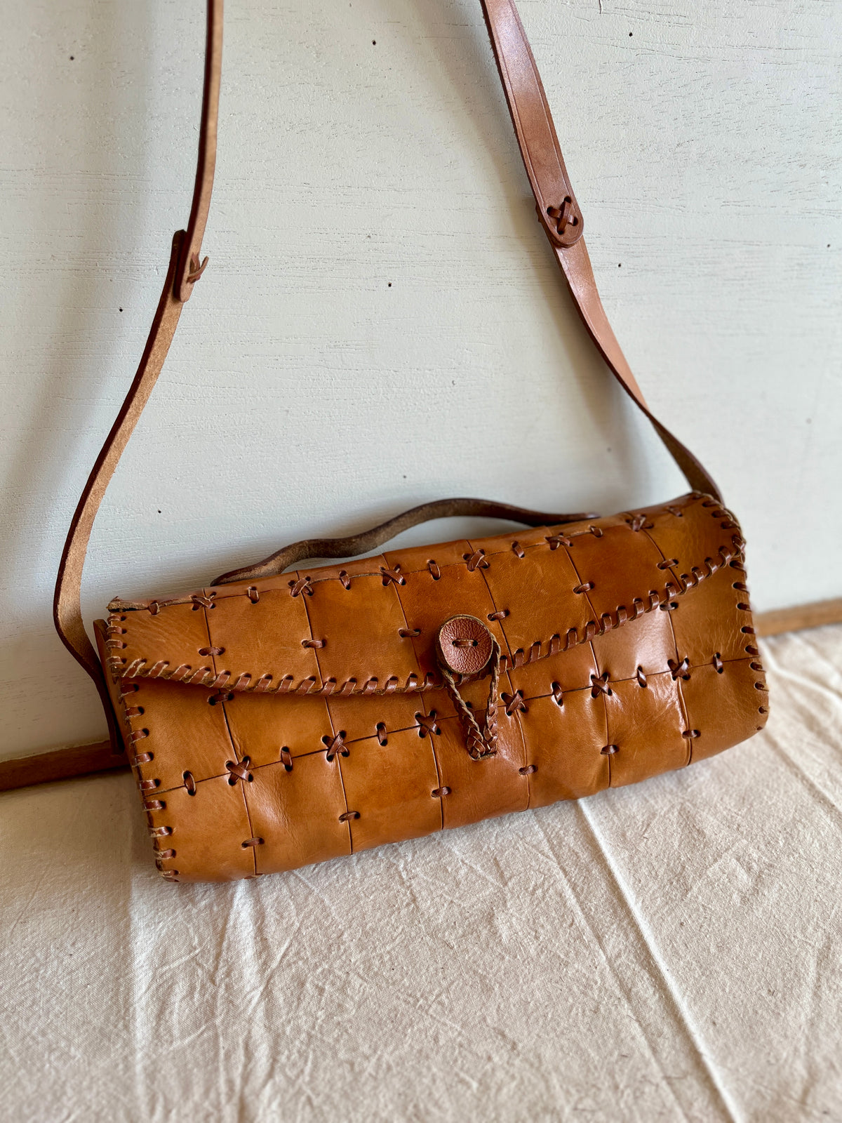 Vintage Tooled Leather Purse Boho Shoulder Bag