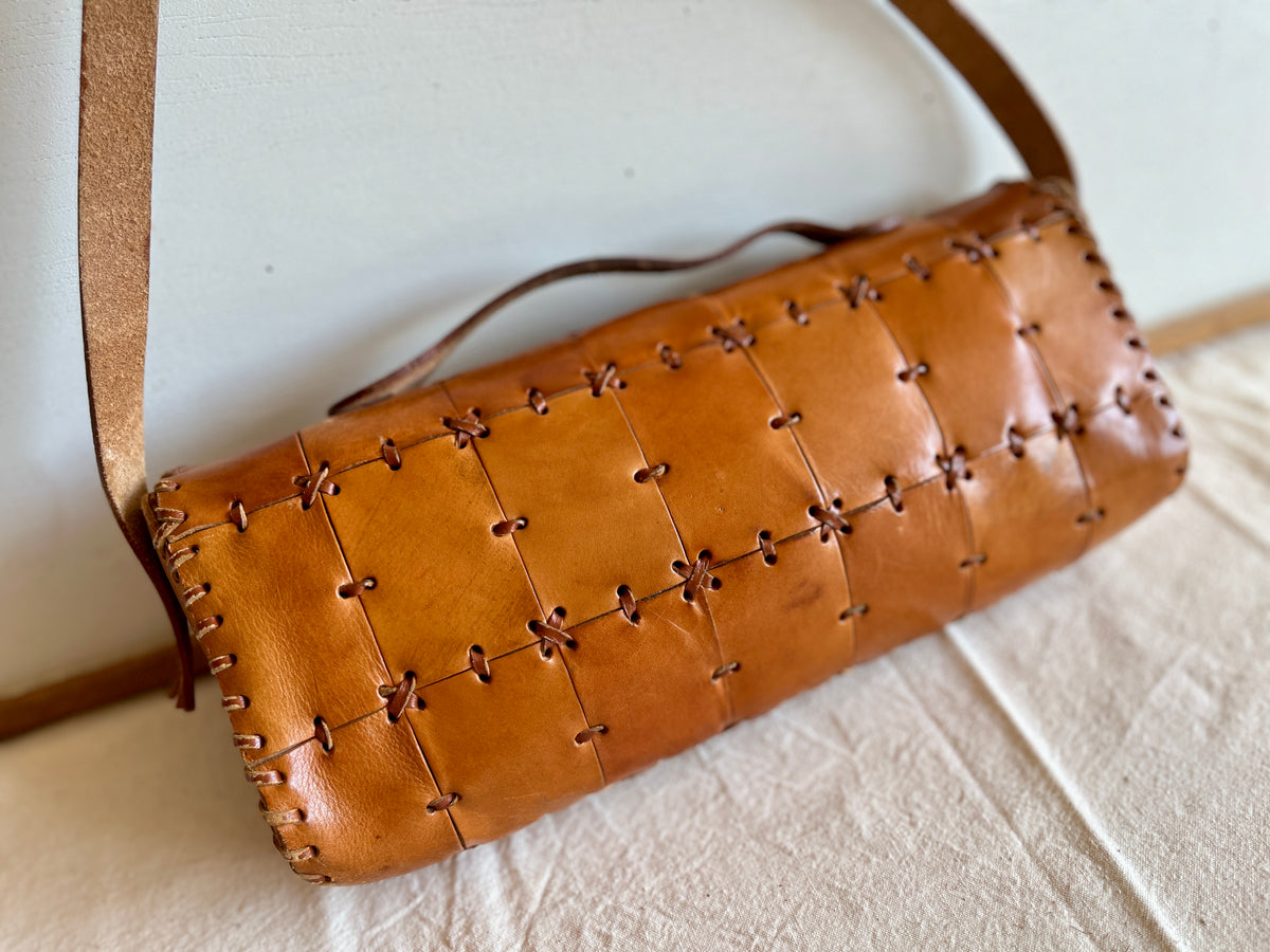 Vintage Tooled Leather Purse Boho Shoulder Bag