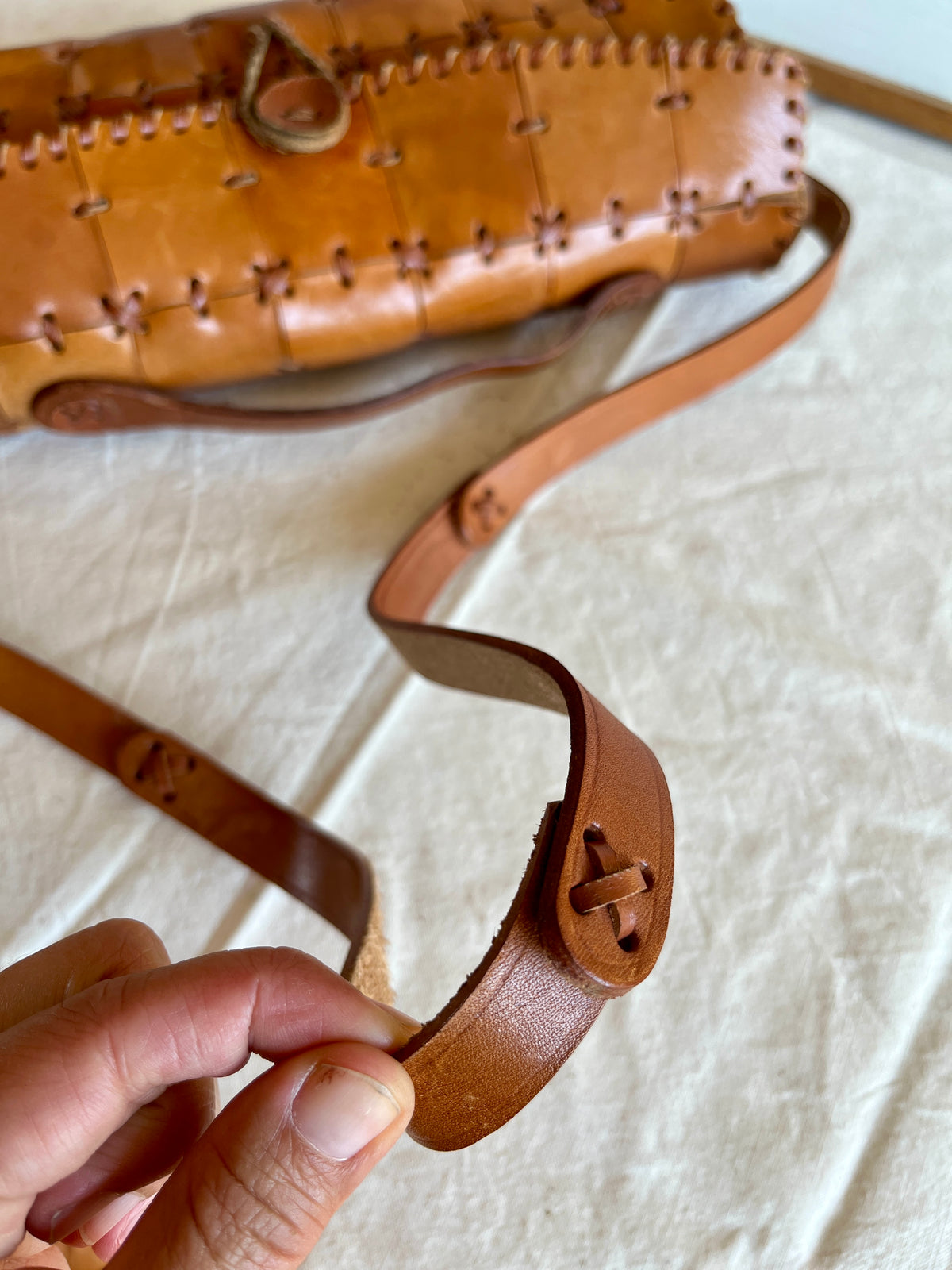Vintage Tooled Leather Purse Boho Shoulder Bag