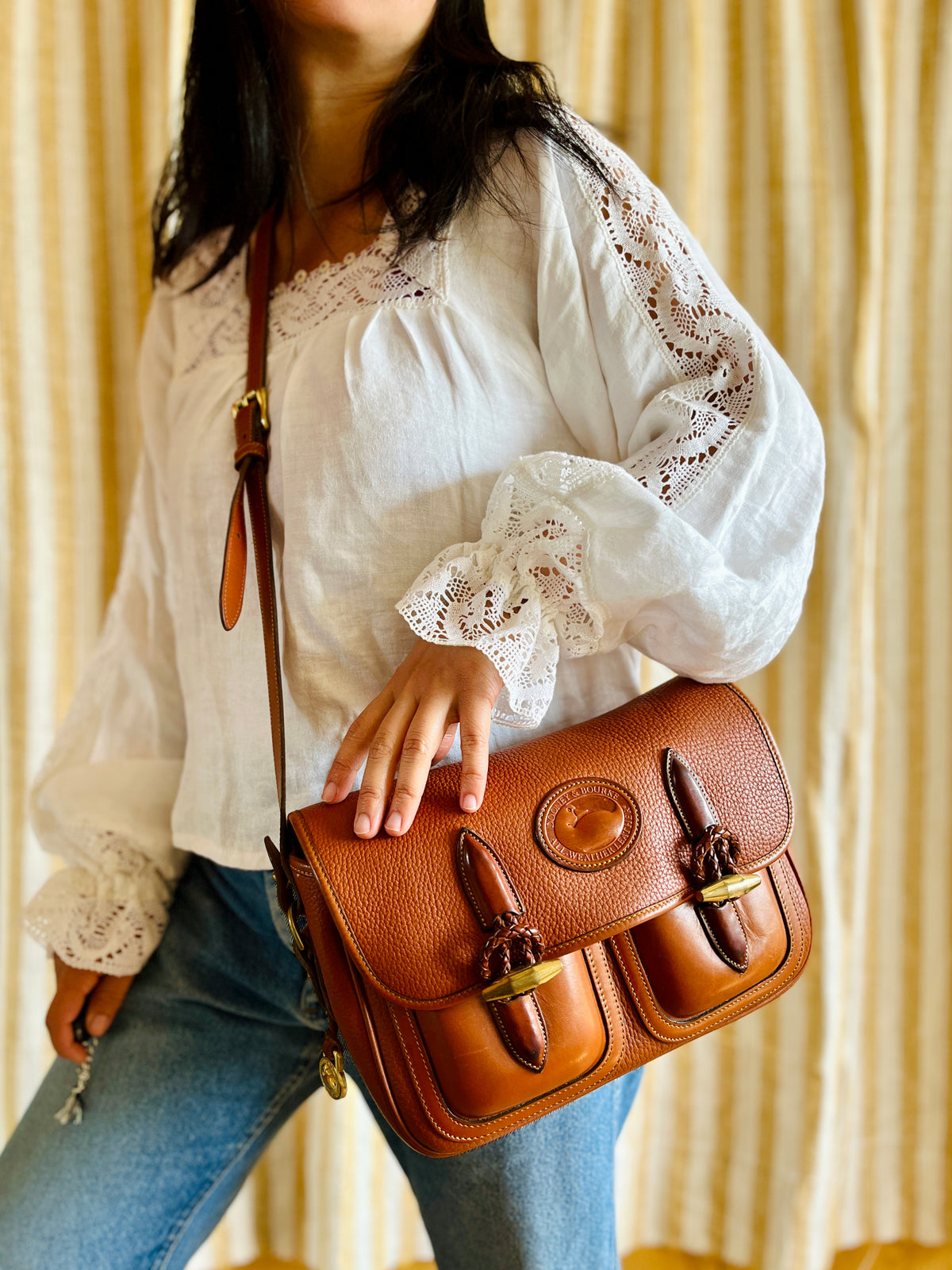 Vintage Dooney & Bourke R35 Double Pocket Outback Messenger