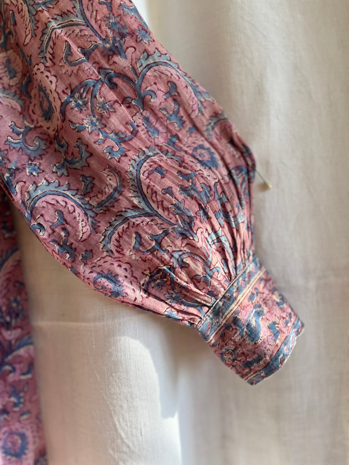 Rare Maxi Air thin 70s Indian Block Print Dress