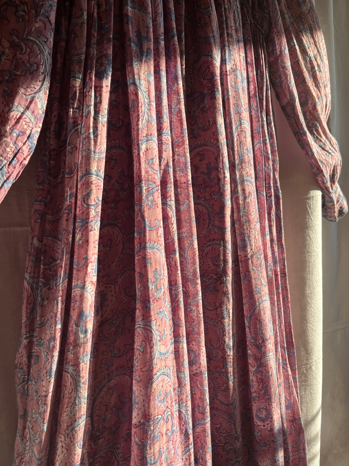 Rare Maxi Air thin 70s Indian Block Print Dress