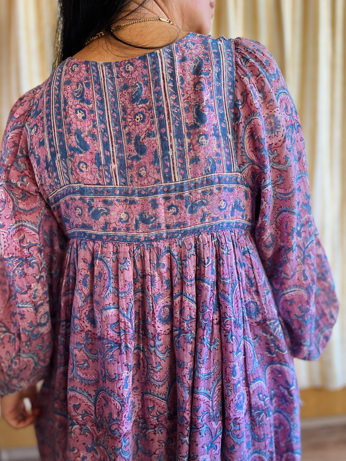 Rare Maxi Air thin 70s Indian Block Print Dress