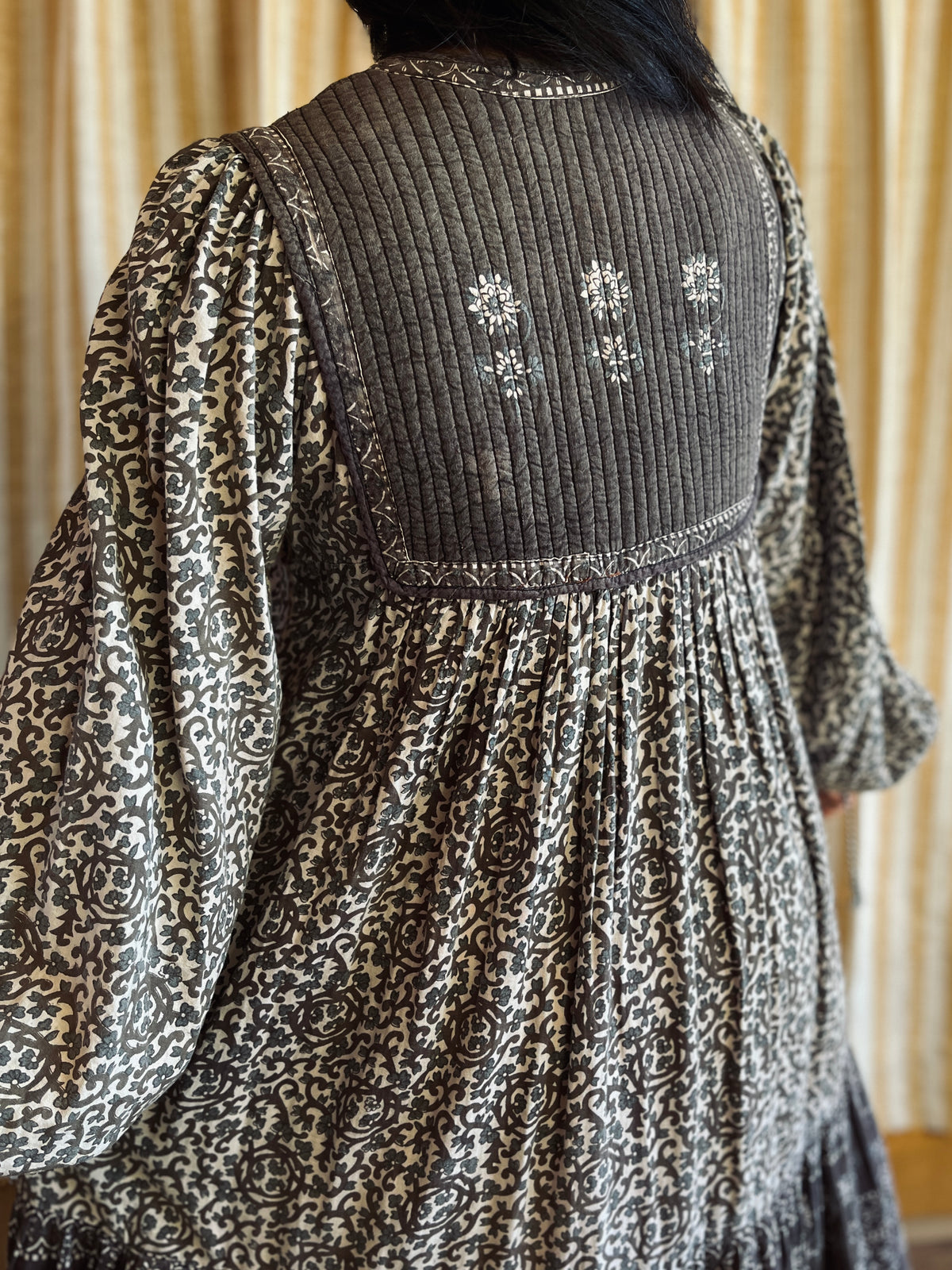 Vintage 70s Steel Grey Indian Cotton Dress