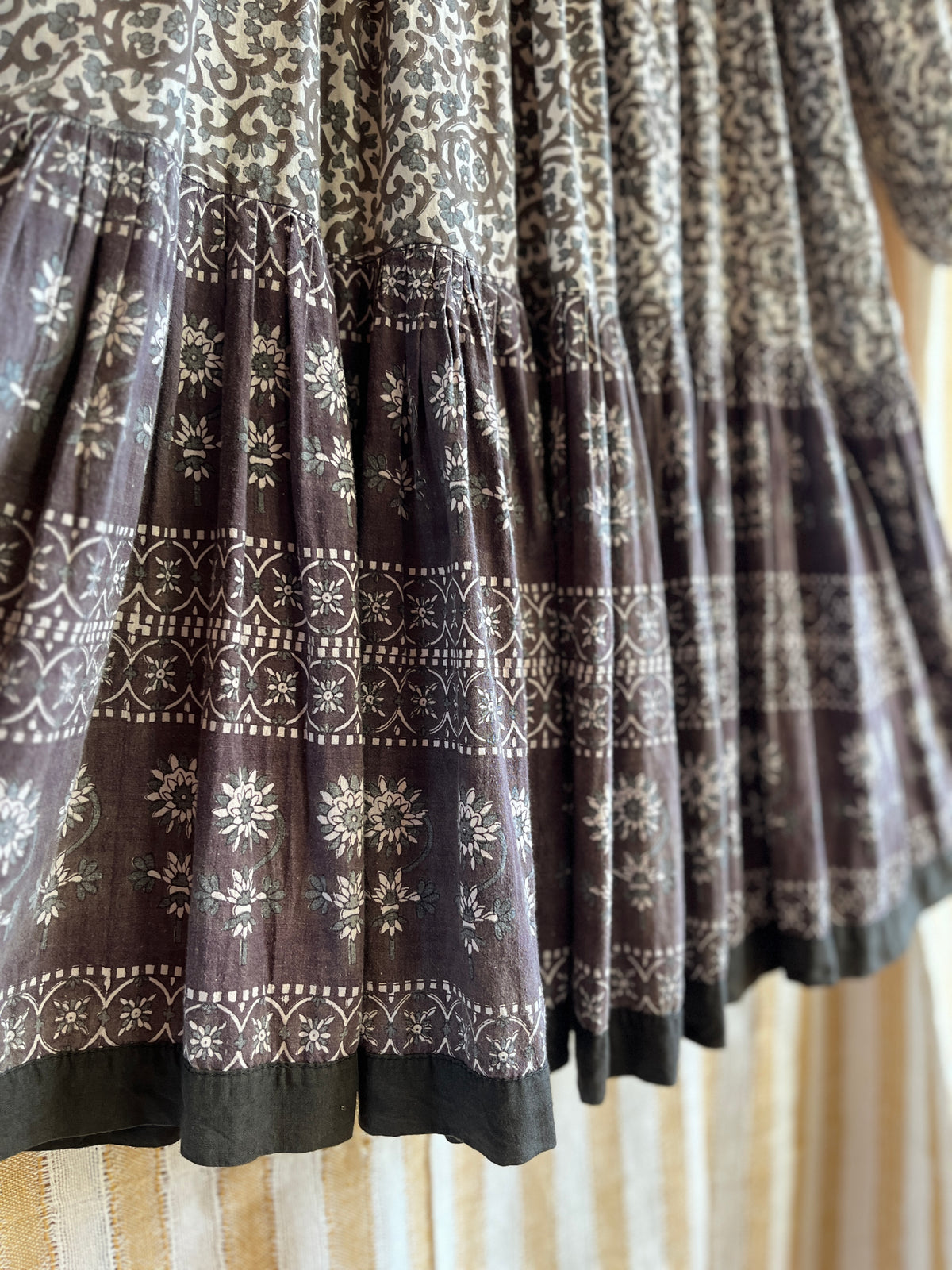 Vintage 70s Steel Grey Indian Cotton Dress