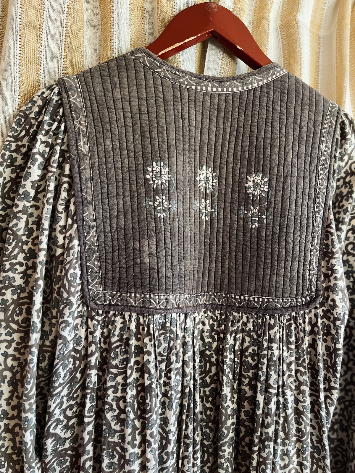 Vintage 70s Steel Grey Indian Cotton Dress