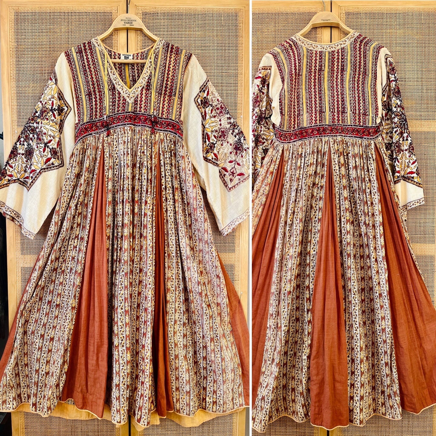 Stunning 1970s Anokhi Goddess Folklore Maxi Dress