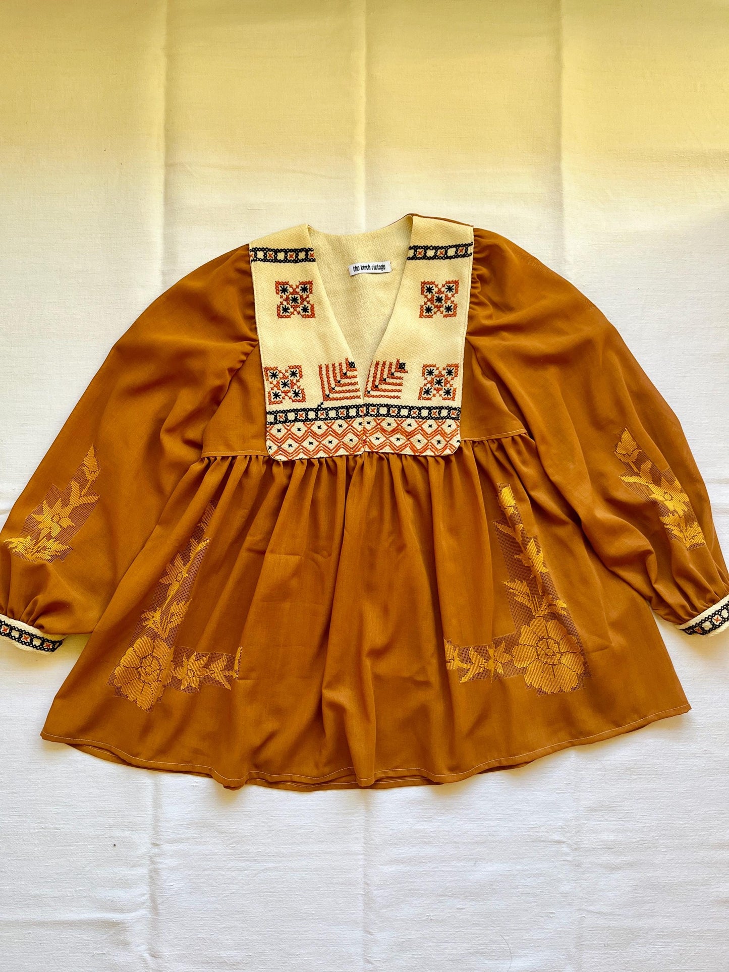 Ancient hand embroidered tablecloth Goddess Dress