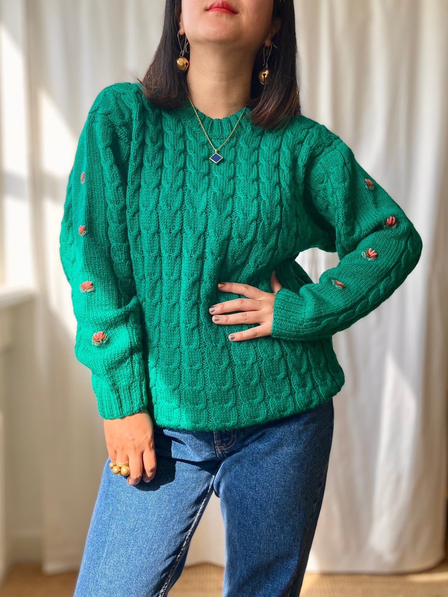 80s hand knit Soft wool Sweater Oversized Pullover