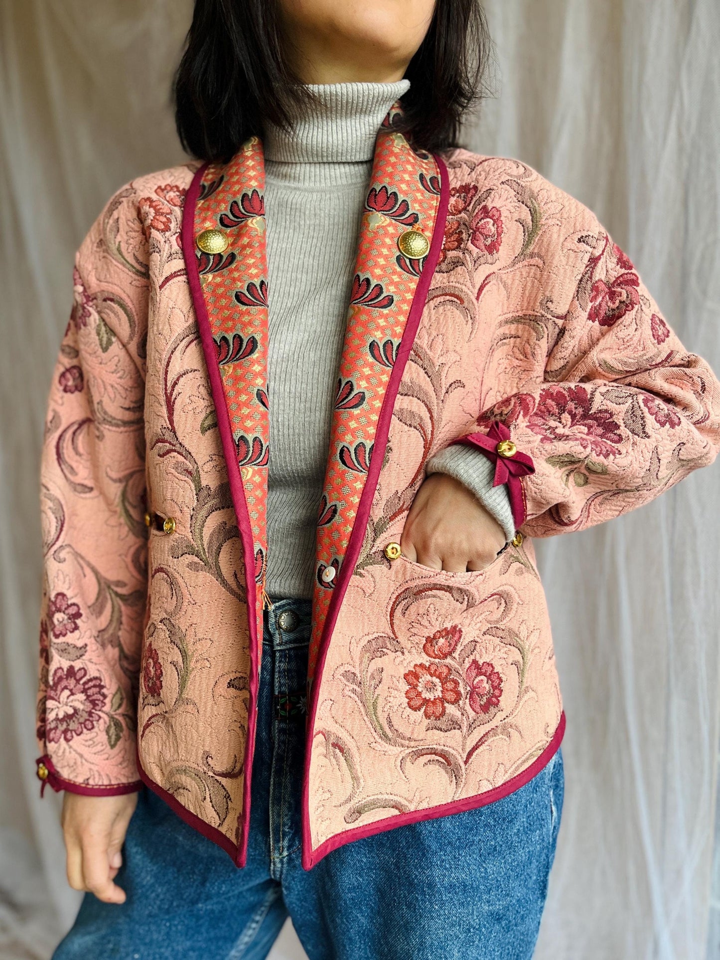 Repurpose vintage tapestry jacket