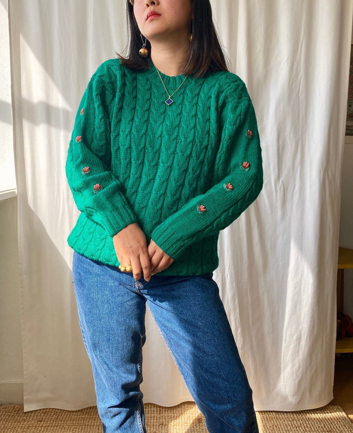 80s hand knit Soft wool Sweater Oversized Pullover