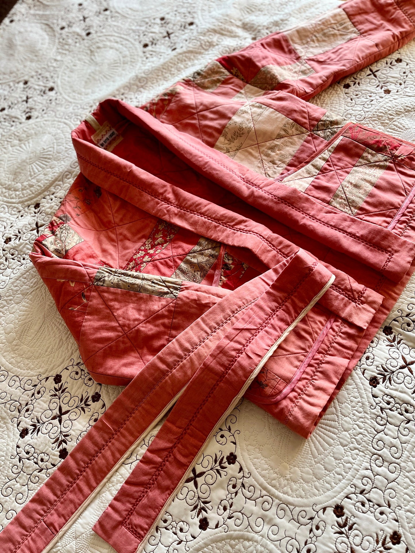 Vintage quilted blanket turns Spring Kimono jacket