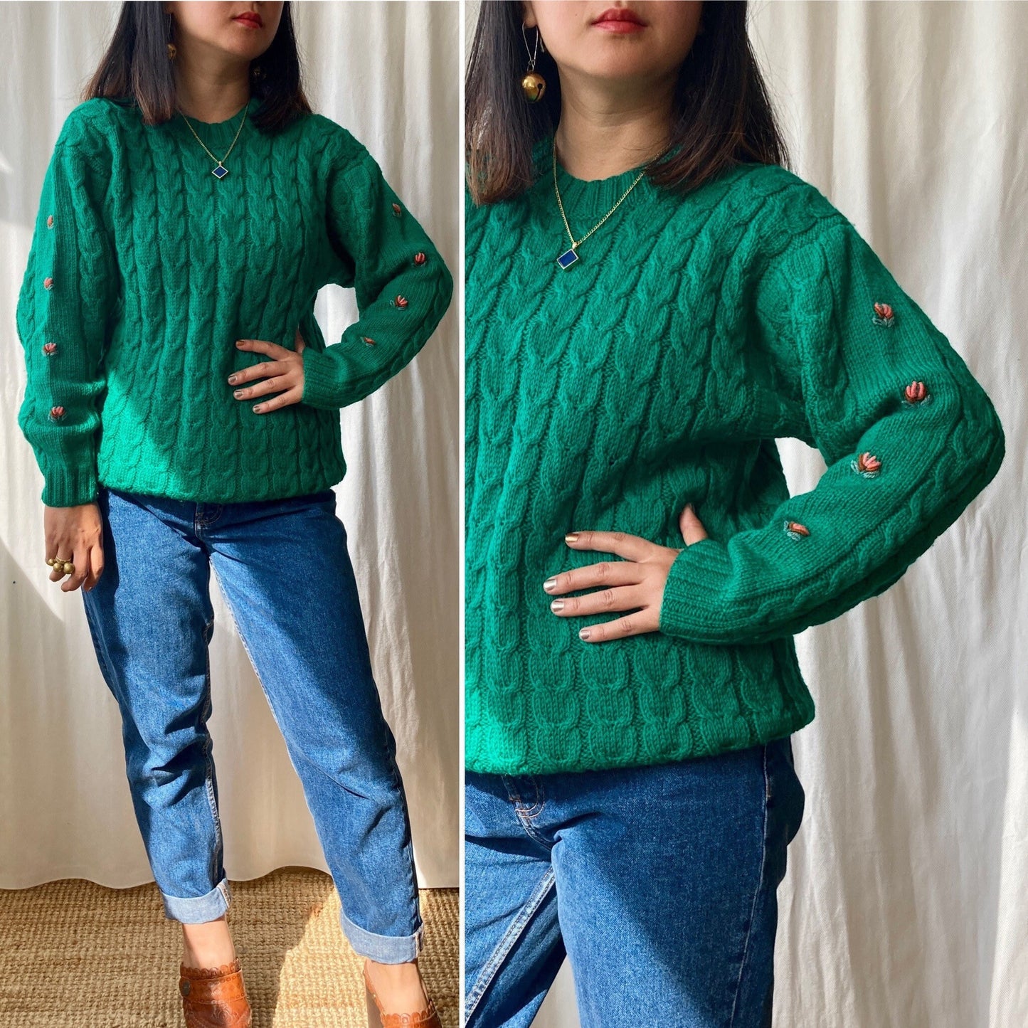 80s hand knit Soft wool Sweater Oversized Pullover