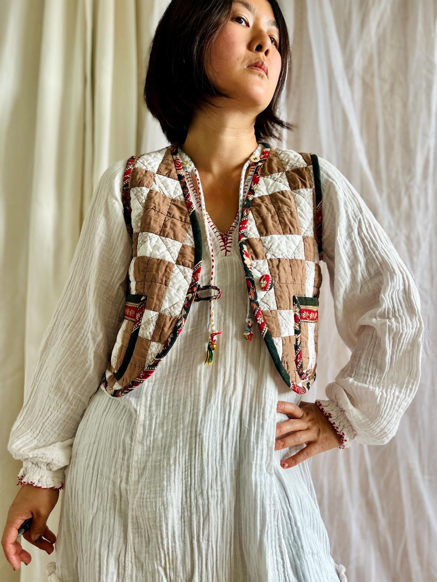 Reversible vintage hand quilted waistcoat