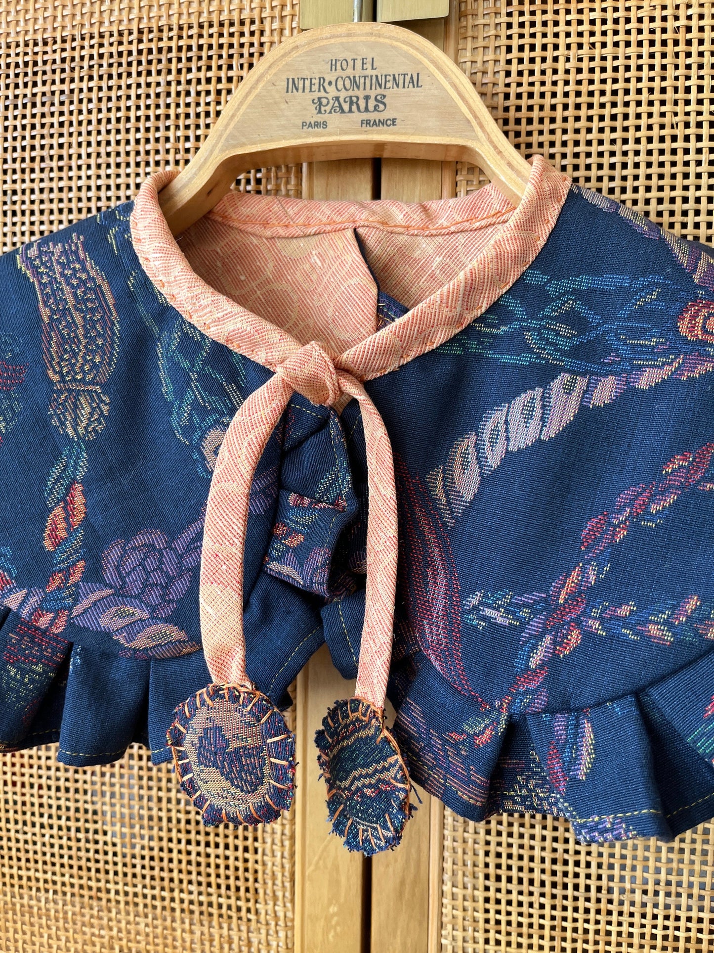 Vintage inspired Ruffled Detachable Collar - Made from Antique Tapestry Textiles