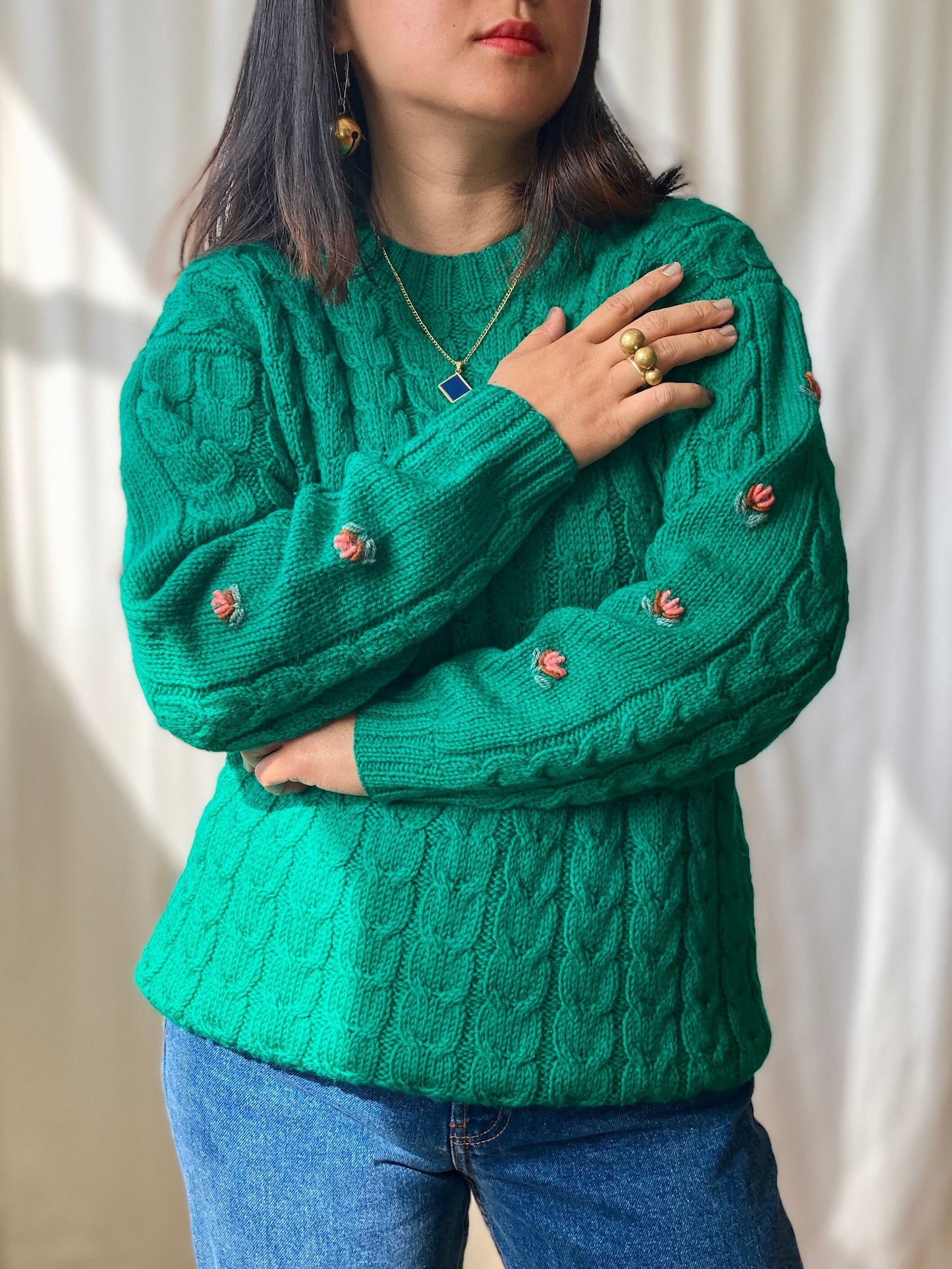 80s hand knit Soft wool Sweater Oversized Pullover