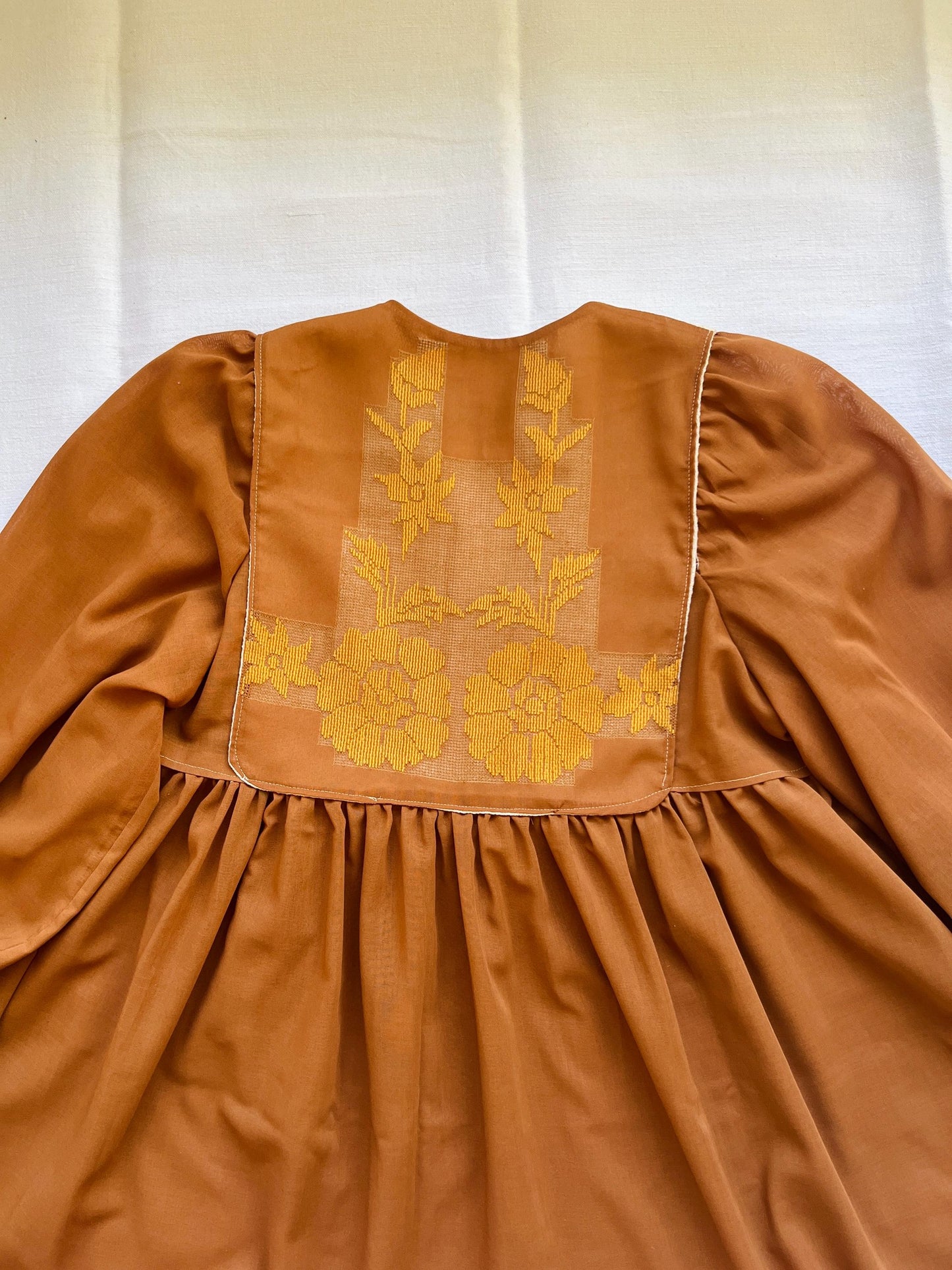 Ancient hand embroidered tablecloth Goddess Dress