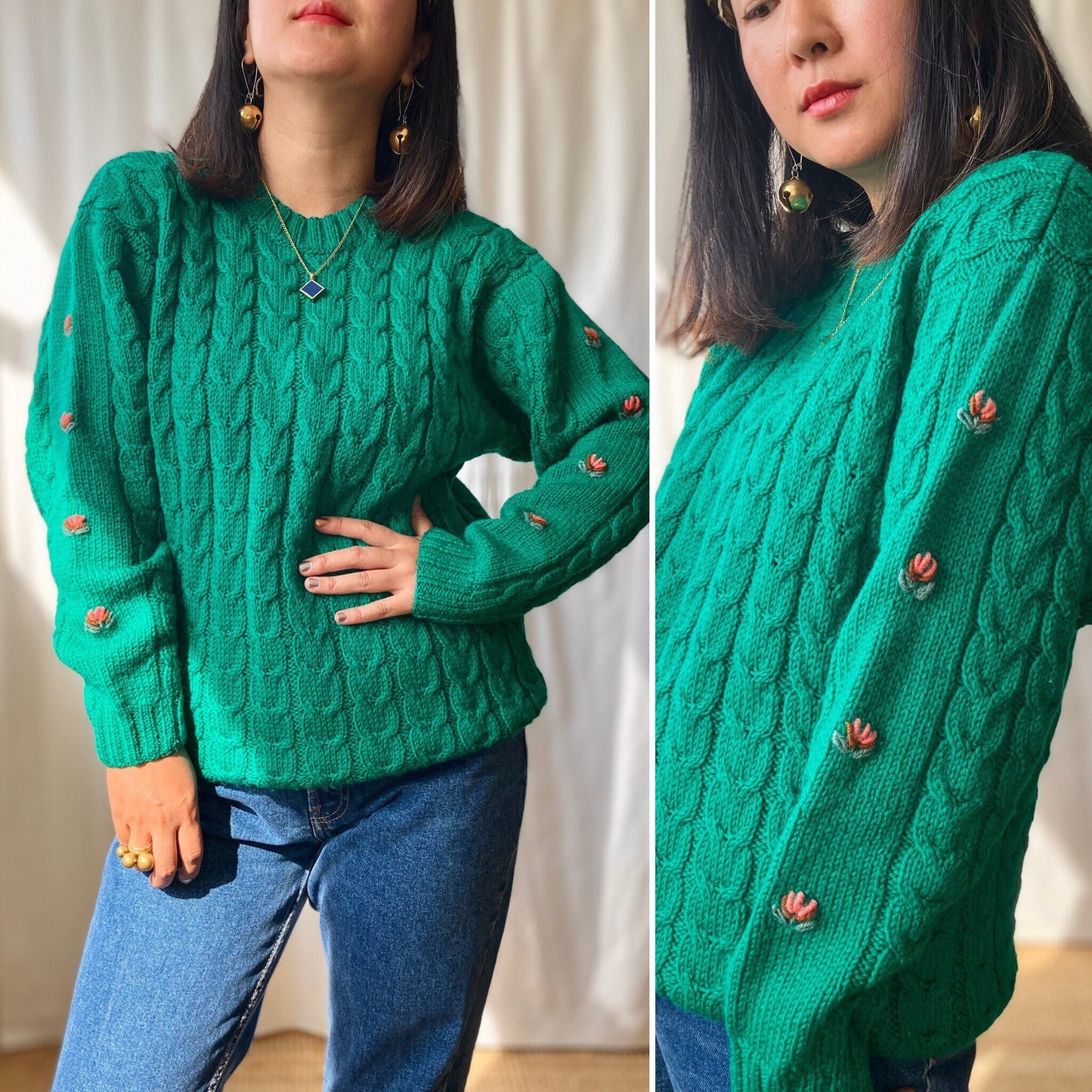 80s hand knit Soft wool Sweater Oversized Pullover