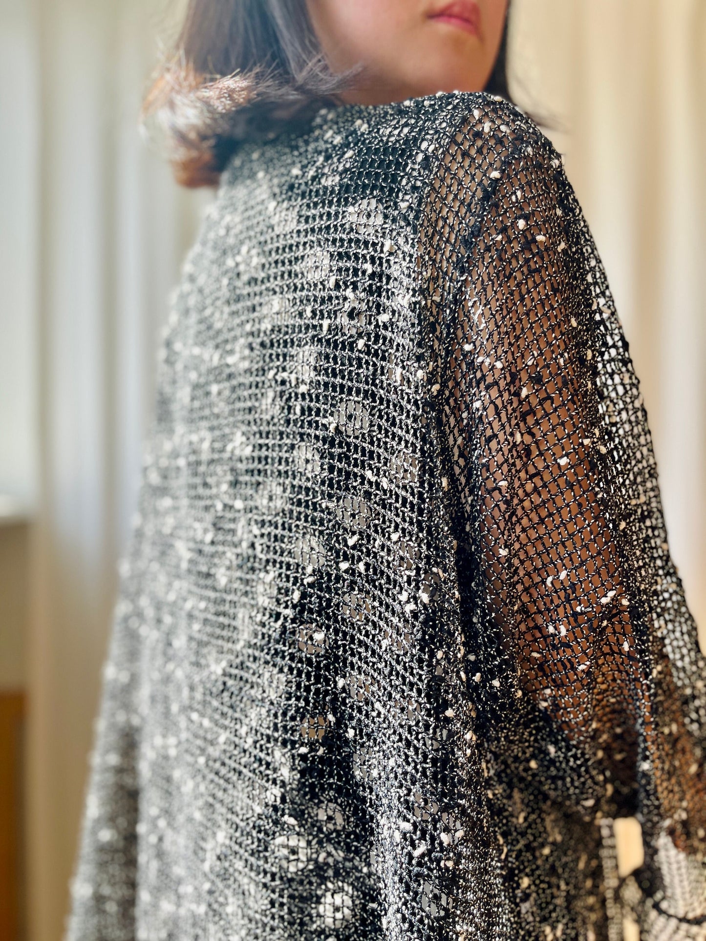 90s Crochet See Through Long Maxi Cardigan Angel Sleeves