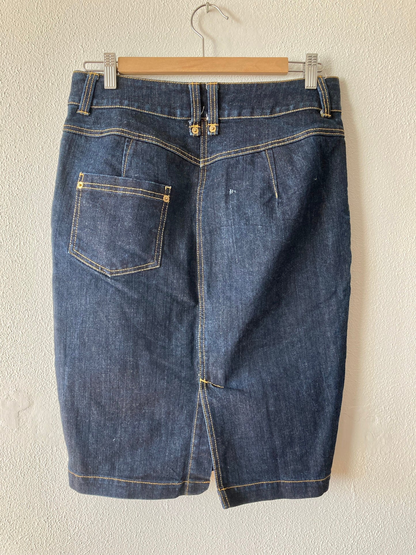 Vintage 90s High Waist Front button Denim Pencil skirt