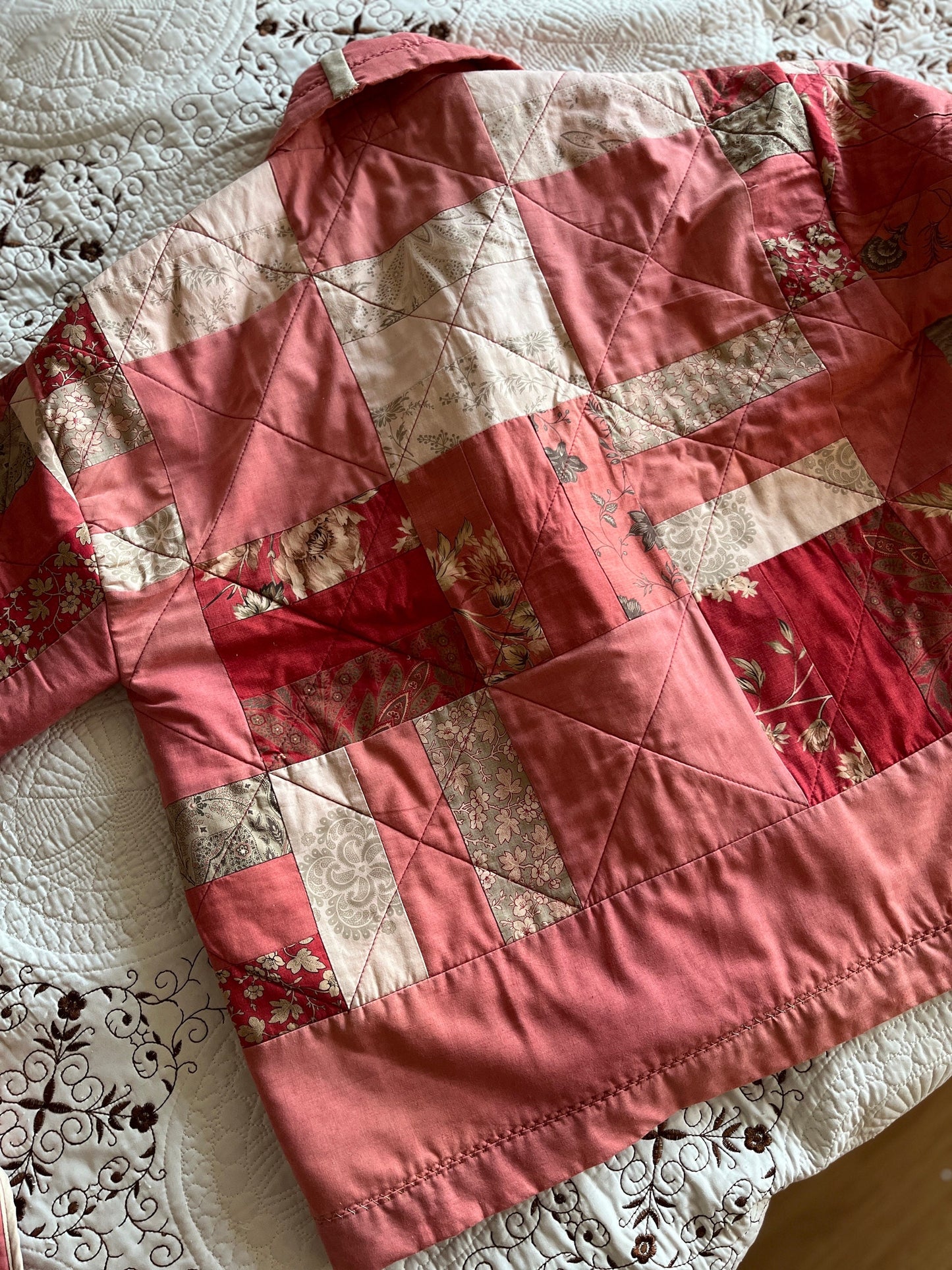 Vintage quilted blanket turns Spring Kimono jacket