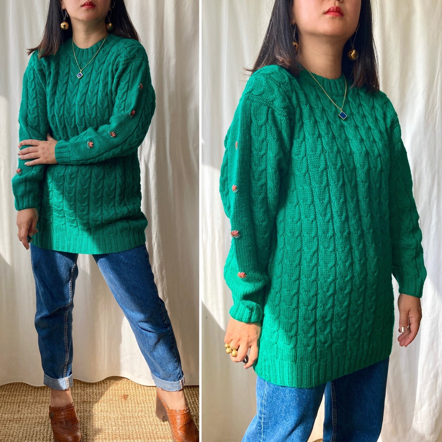 80s hand knit Soft wool Sweater Oversized Pullover