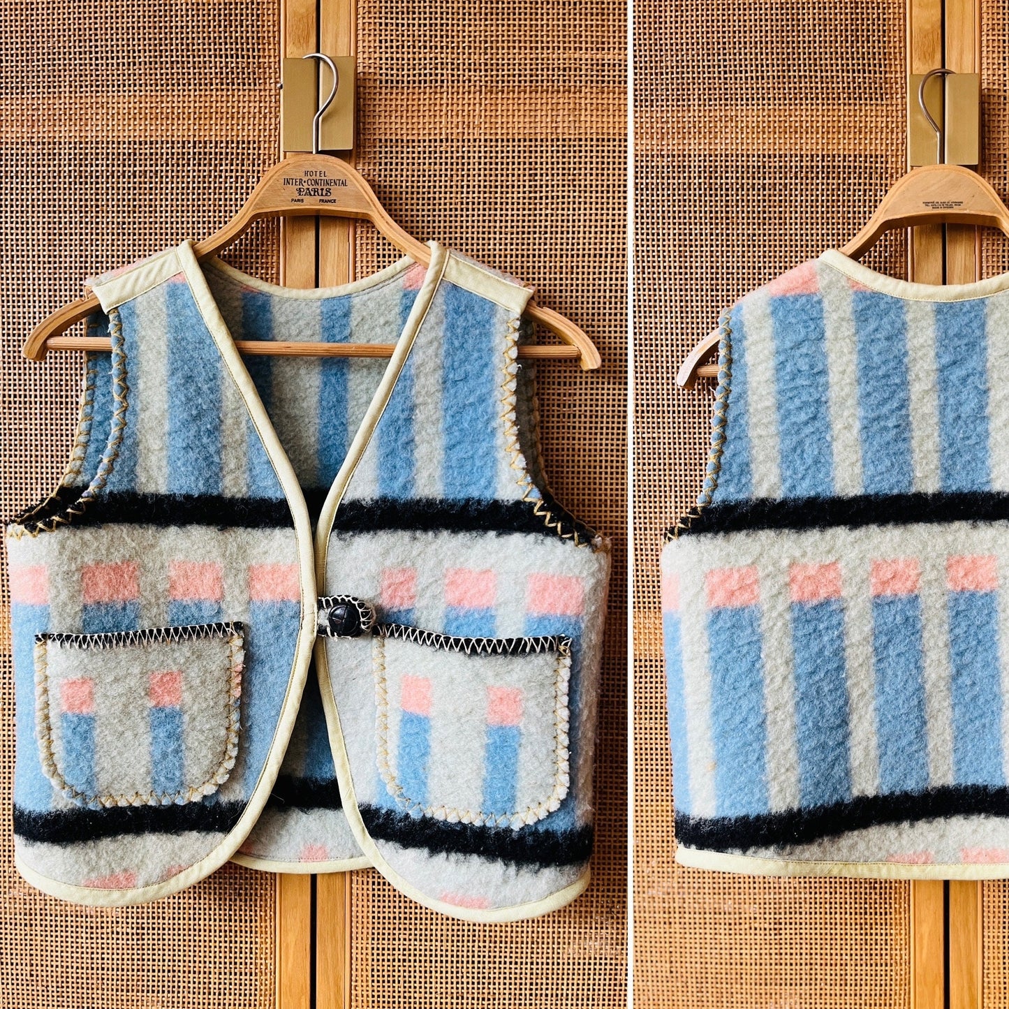 Repurposed Thick Boiled wool blanket turns Huggy Gilet