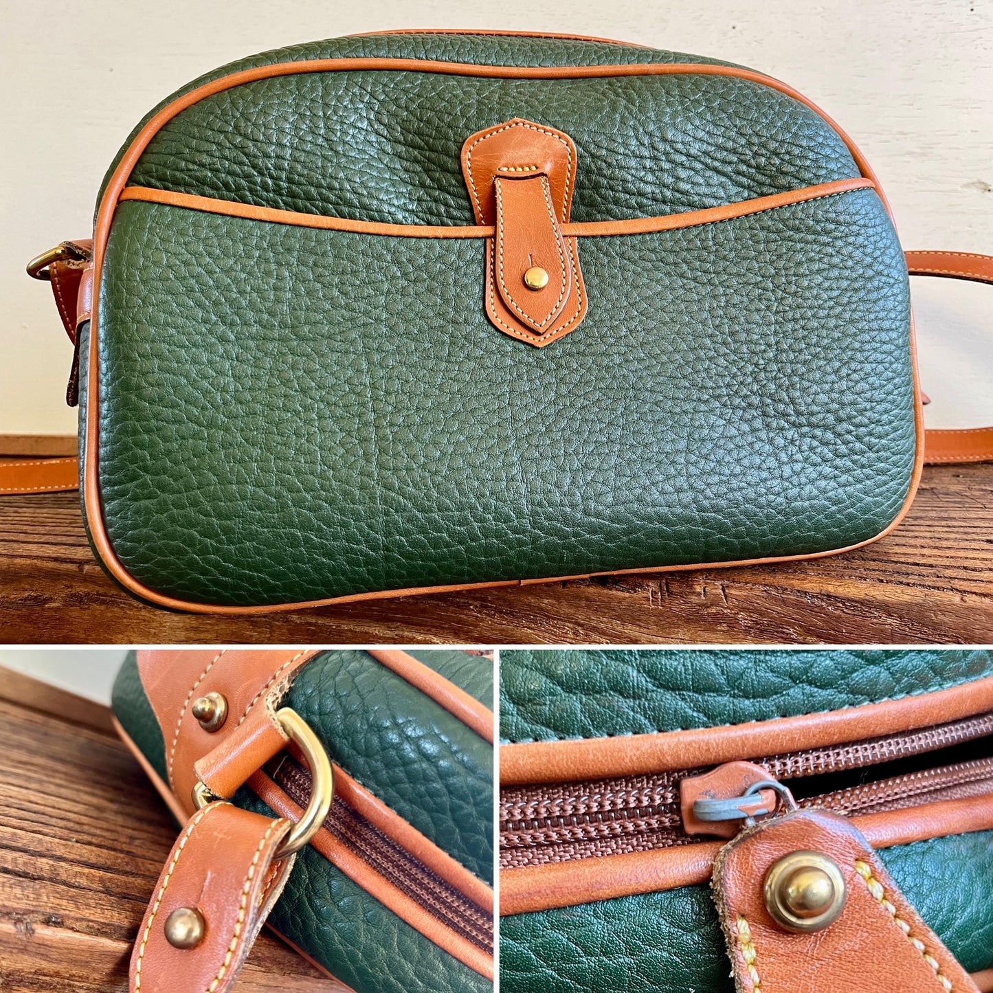 Double Pockets R85 Explorer Crossbody Purse (Fir Green/British Tan)